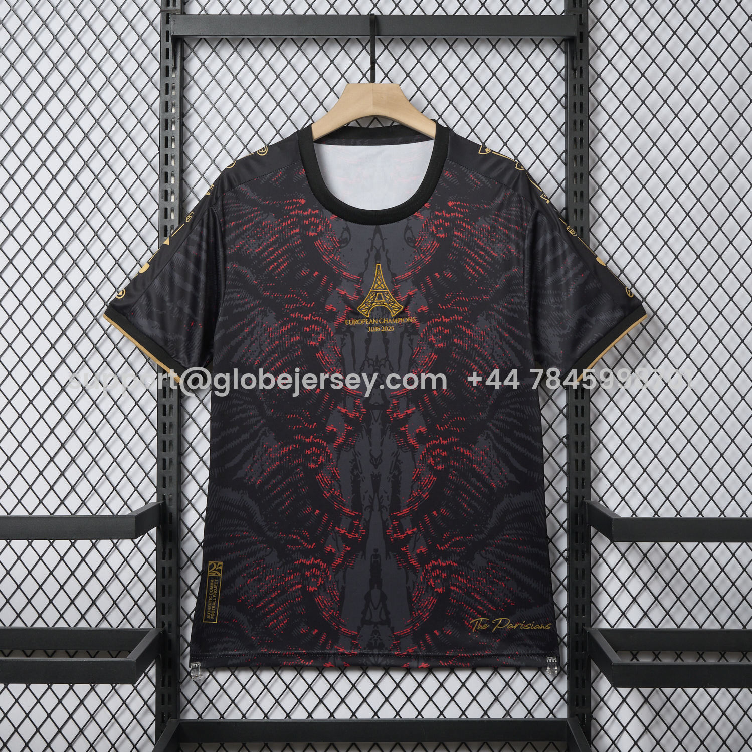 GlobeJersey-Paris Saint-Germain PSG 25-26 Champions League Commemorative Edition Black Red Eiffel Tower T-shirts