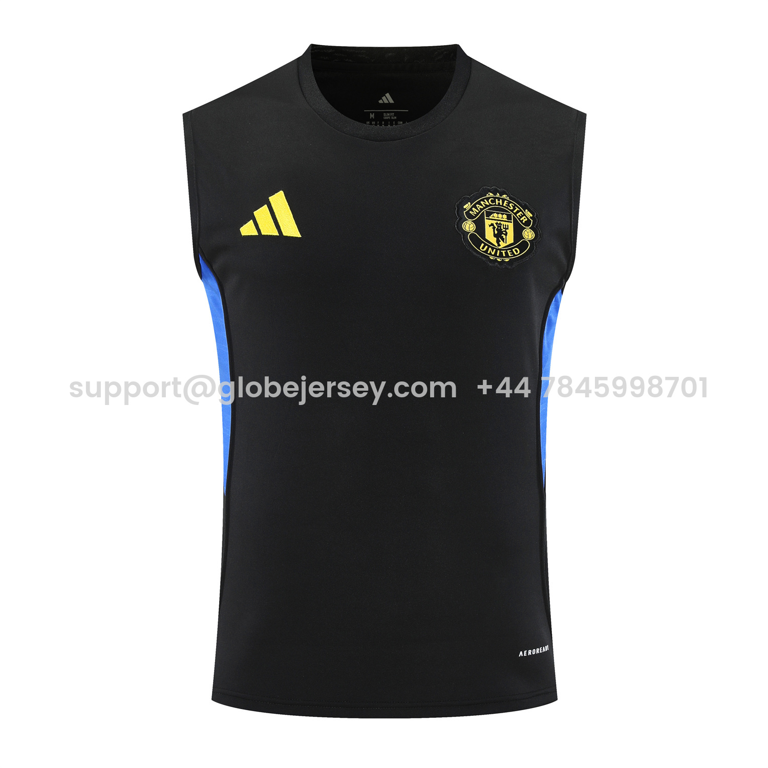 GlobeJersey-Manchester United 25-26 Vest Training Set - Black And Light Grey Vest & Black Shorts