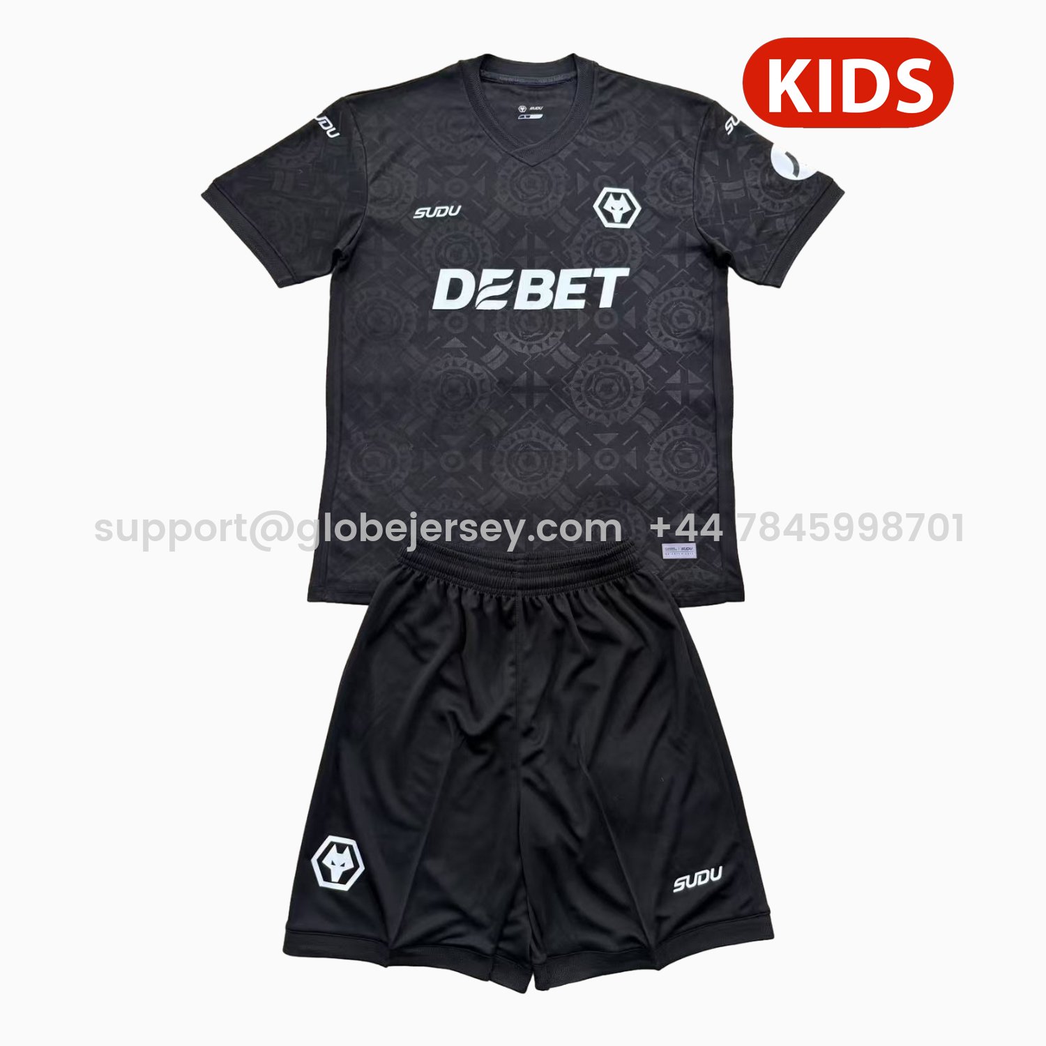 GlobeJersey-Wolverhampton Wanderers Wolves 25-26 Black Goalkeeper Kids Kit