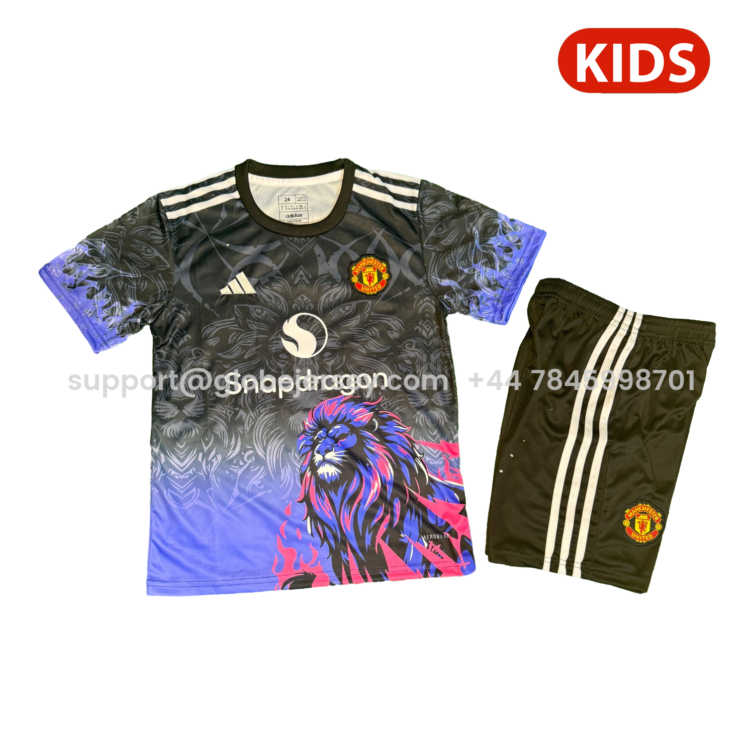 GlobeJersey-Manchester United 25-26 Purple Lion Black Special Kids Kit