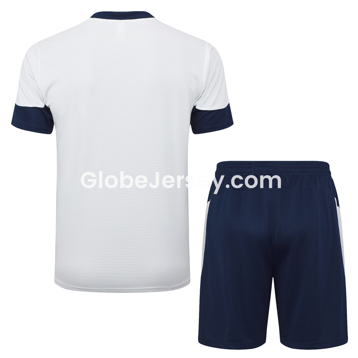 GlobeJersey-Portugal 25-26 Short-Sleeve Training Set - Off White Top and Deep Blue Shorts