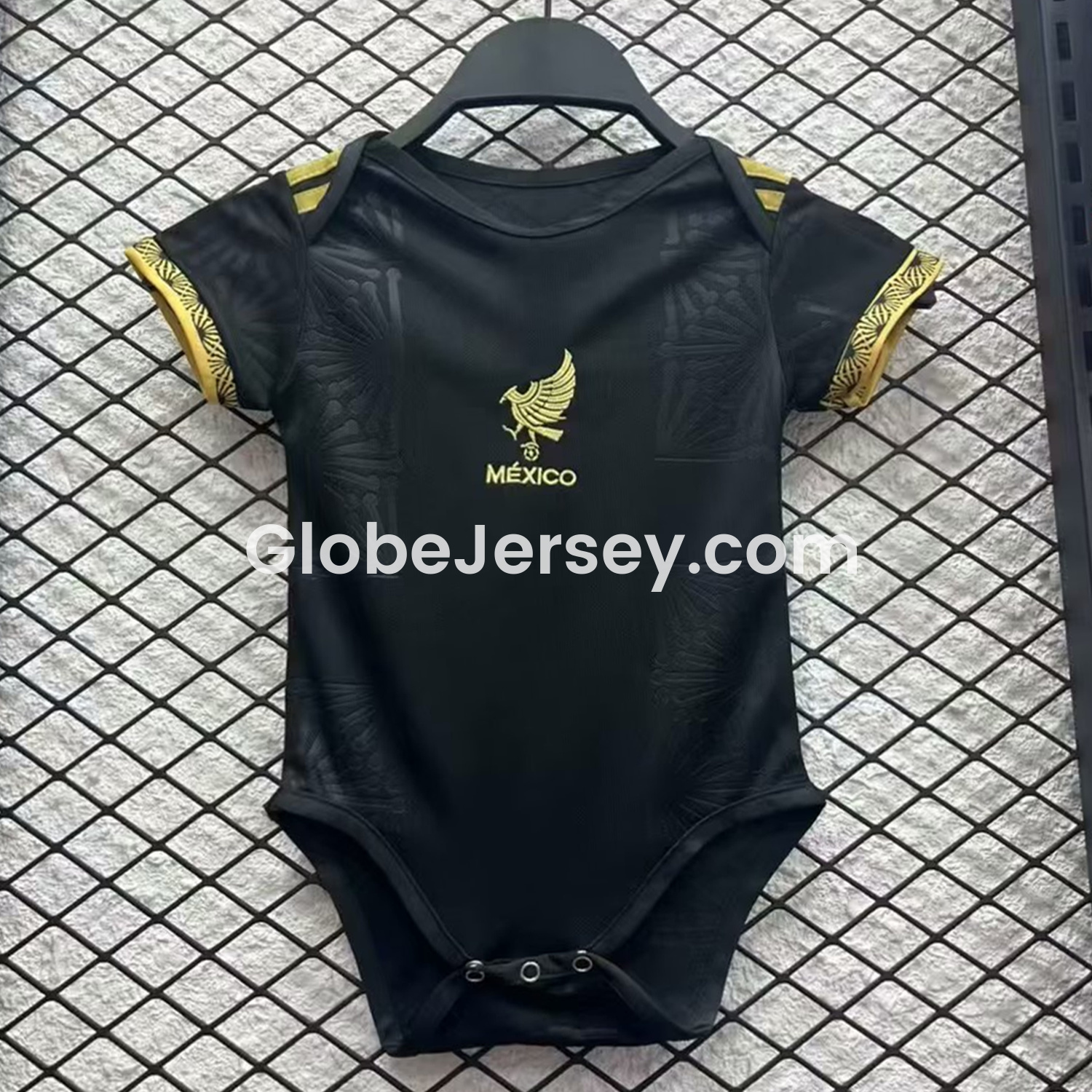 GlobeJersey-Mexico 2025 Gold Cup Black Baby Crawling Suit