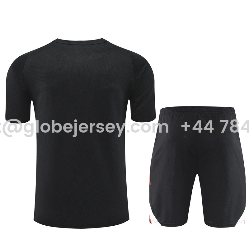 GlobeJersey-Liver.pool 25-26 Kids Short-Sleeve Training Set - Black Top & Black Shorts