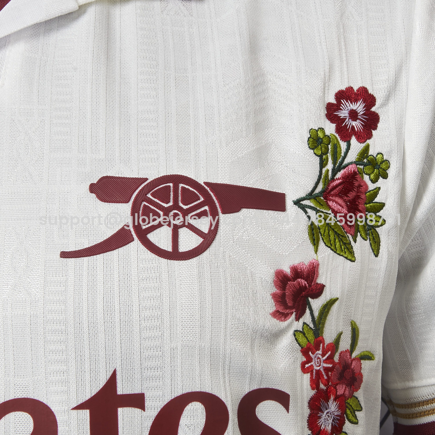 GlobeJersey-【Embroidered Flower Version】Arsenal 25-26 Third White Jersey - Player Version