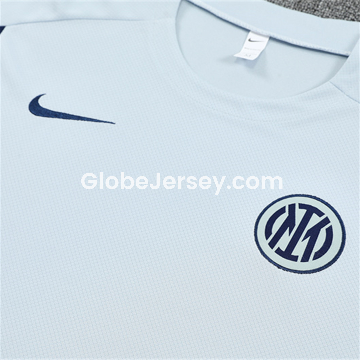 GlobeJersey-Inter Milan 25-26 Short-Sleeve Training Set - Light Grey Top & Blue Shorts