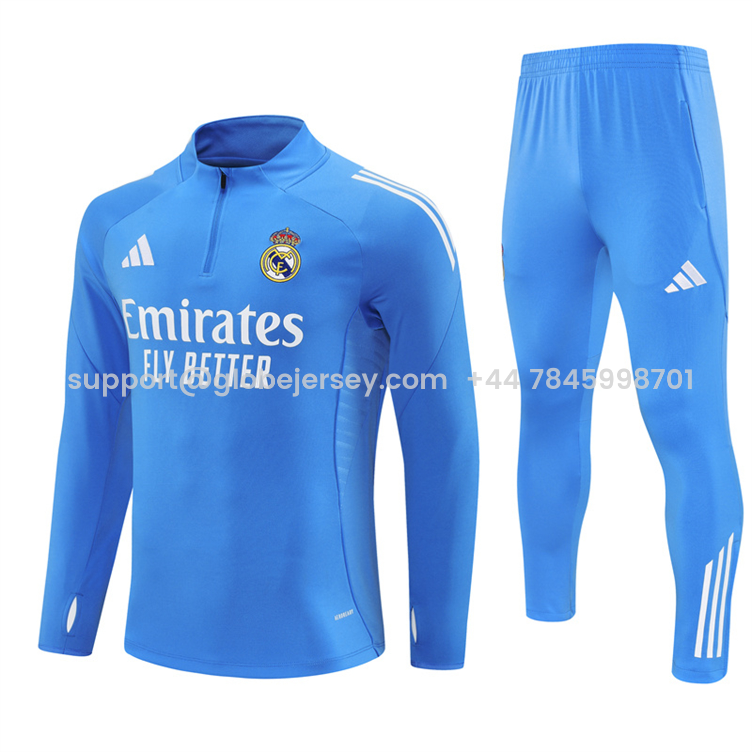 GlobeJersey-Real Madrid 25-26 Long Sleeve Training Set - Bright Blue Top & Pants