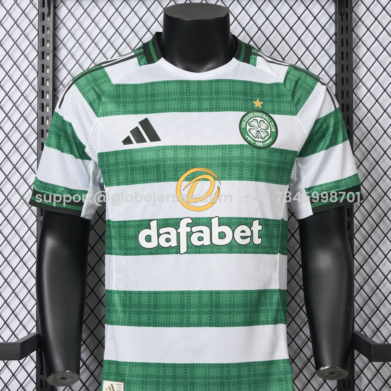 GlobeJersey-Celtic 25-26 Home Green White Stripes Jersey - Player Version