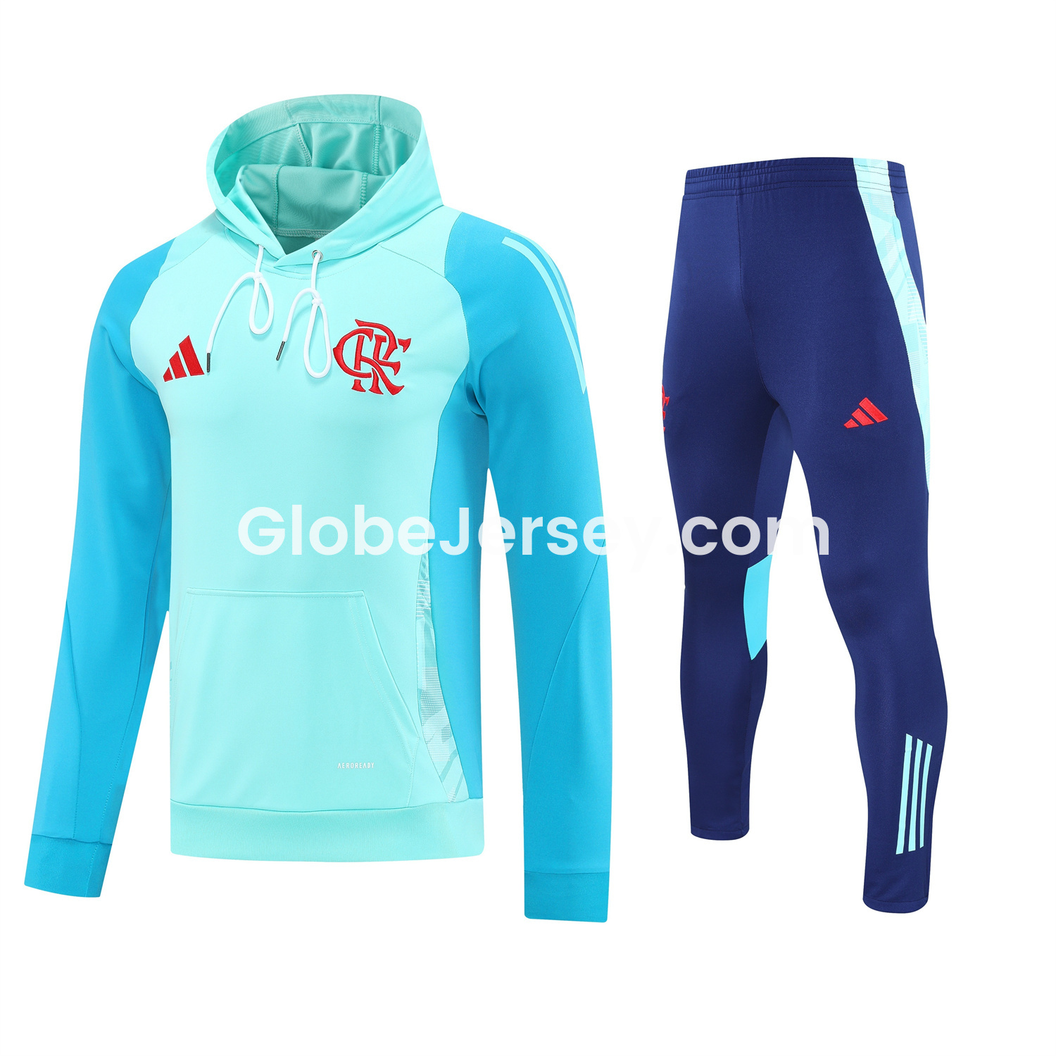 GlobeJersey-Flamengo 25-26 Traning Hoodie Set - Light Blue With Royal Blue