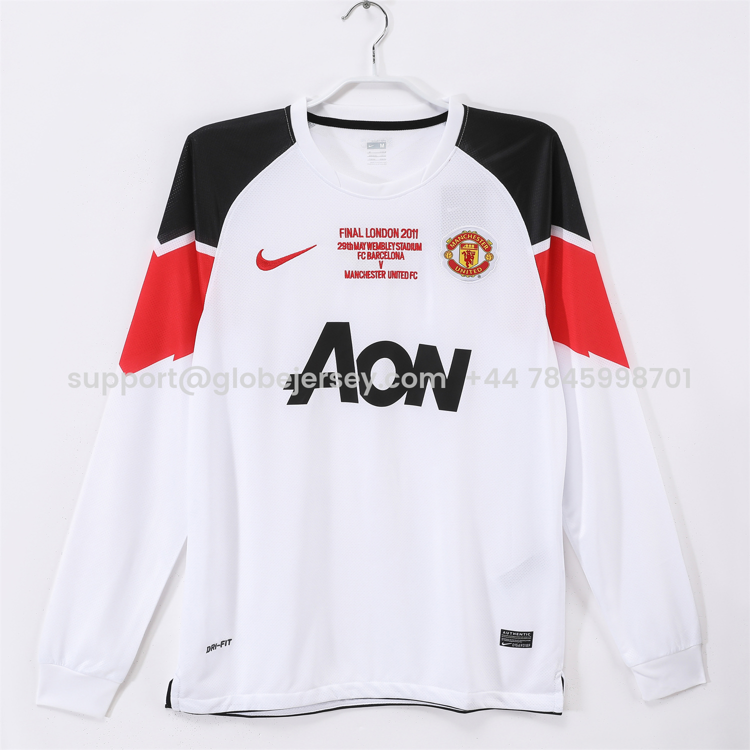 GlobeJersey-Retro Manchester United 10-11 Away Long Sleeves Jersey - Champions League Final Version