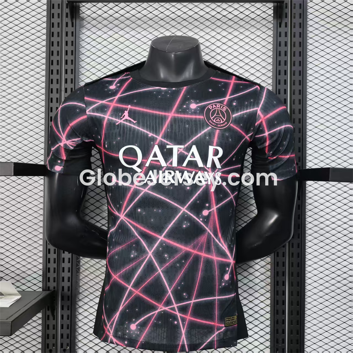 GlobeJersey-Paris Saint-Germain PSG 25-26 Pink Lines Jordan Black Special Jersey - Player Version