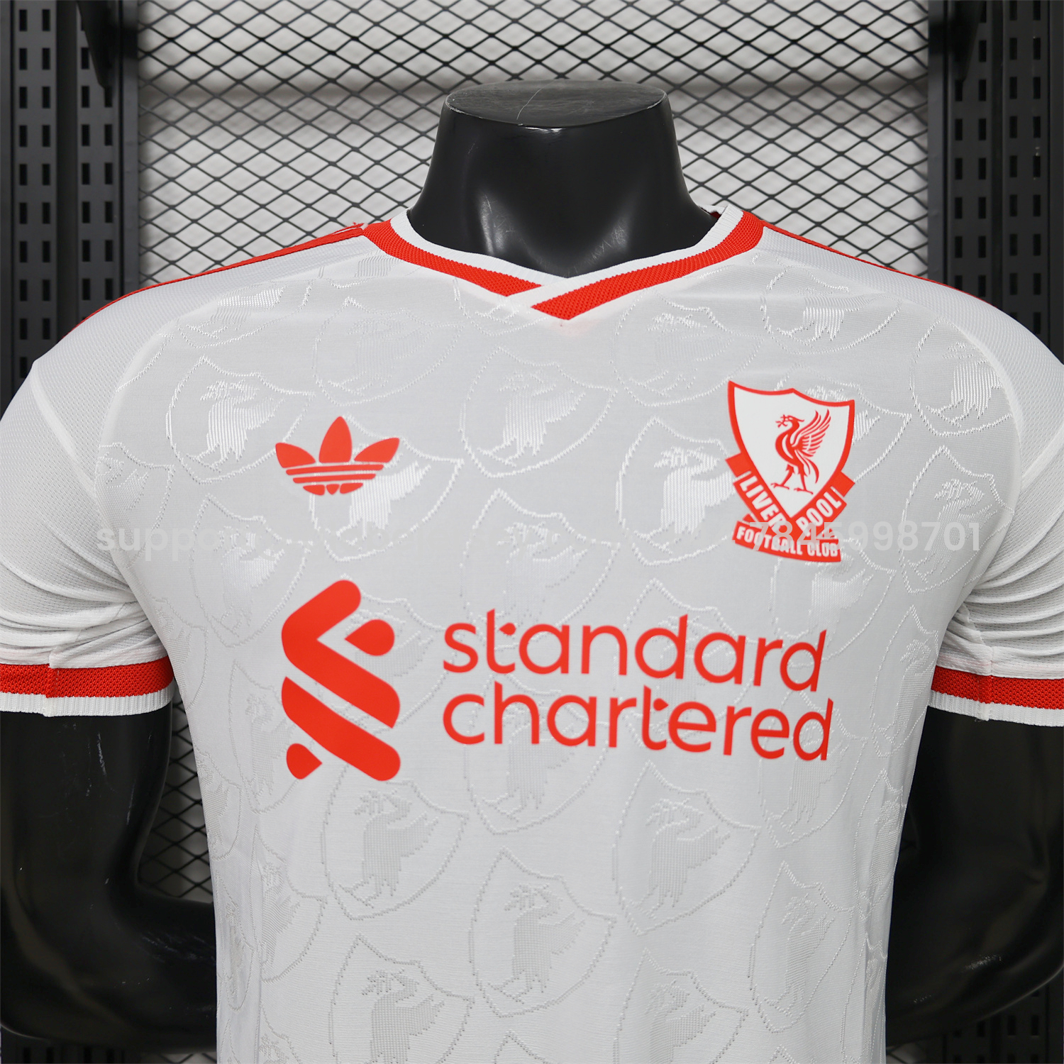 GlobeJersey-Liver.pool 26-27 Casual White With Faint Logos Jersey - Player Version