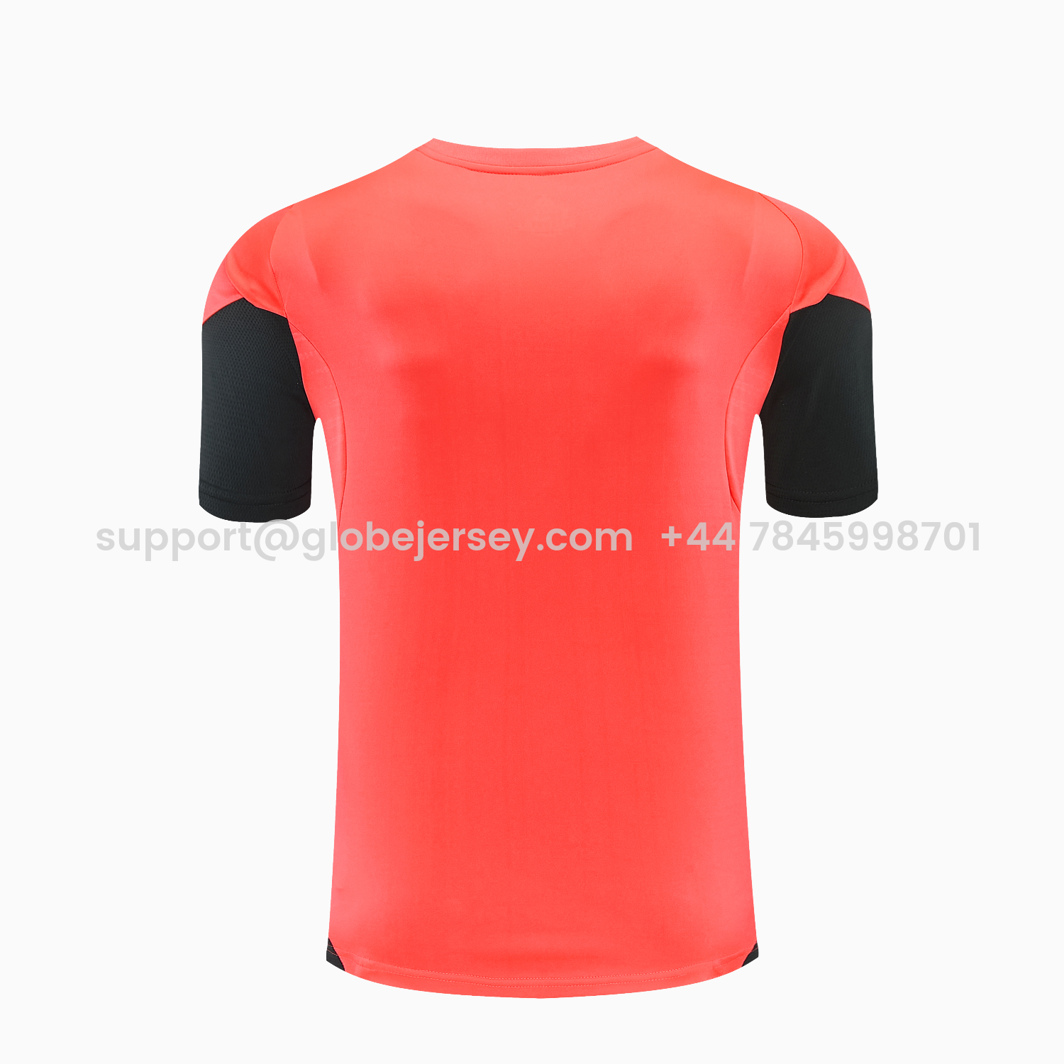 GlobeJersey-Bayern Munich 25-26 Short-Sleeve Training Set - Coral With Black Accents Top & Black With Coral Accents Pants
