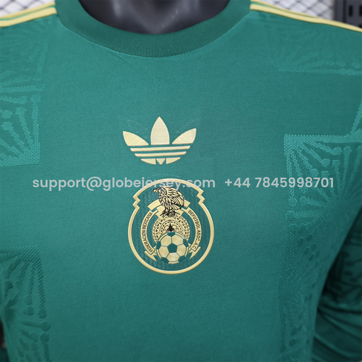 GlobeJersey-Mexico 2025 Gold Cup Green Long Sleeves Jersey - Player Version