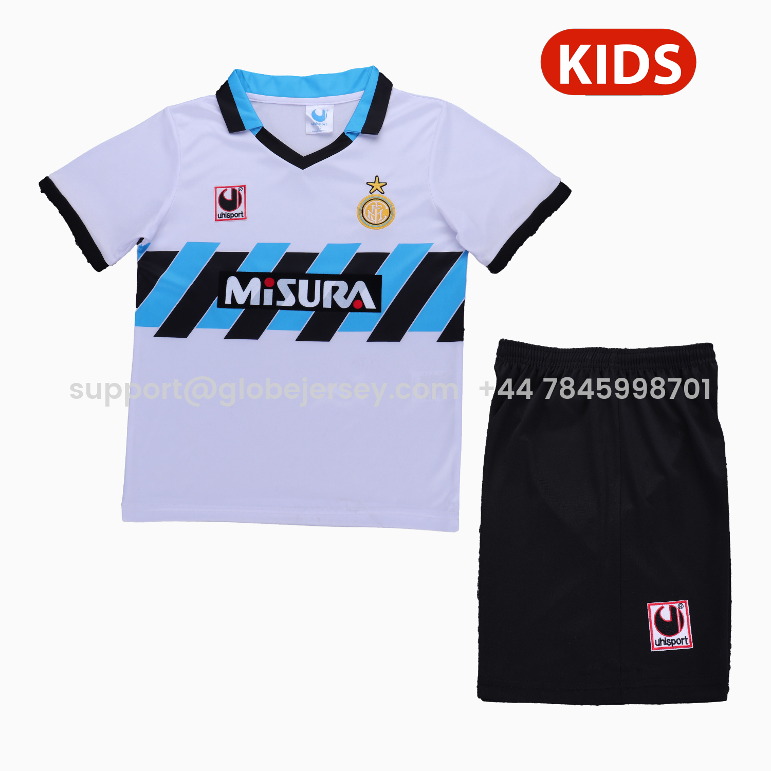 GlobeJersey-Retro Inter Milan 1990-91 Home Kids Kit