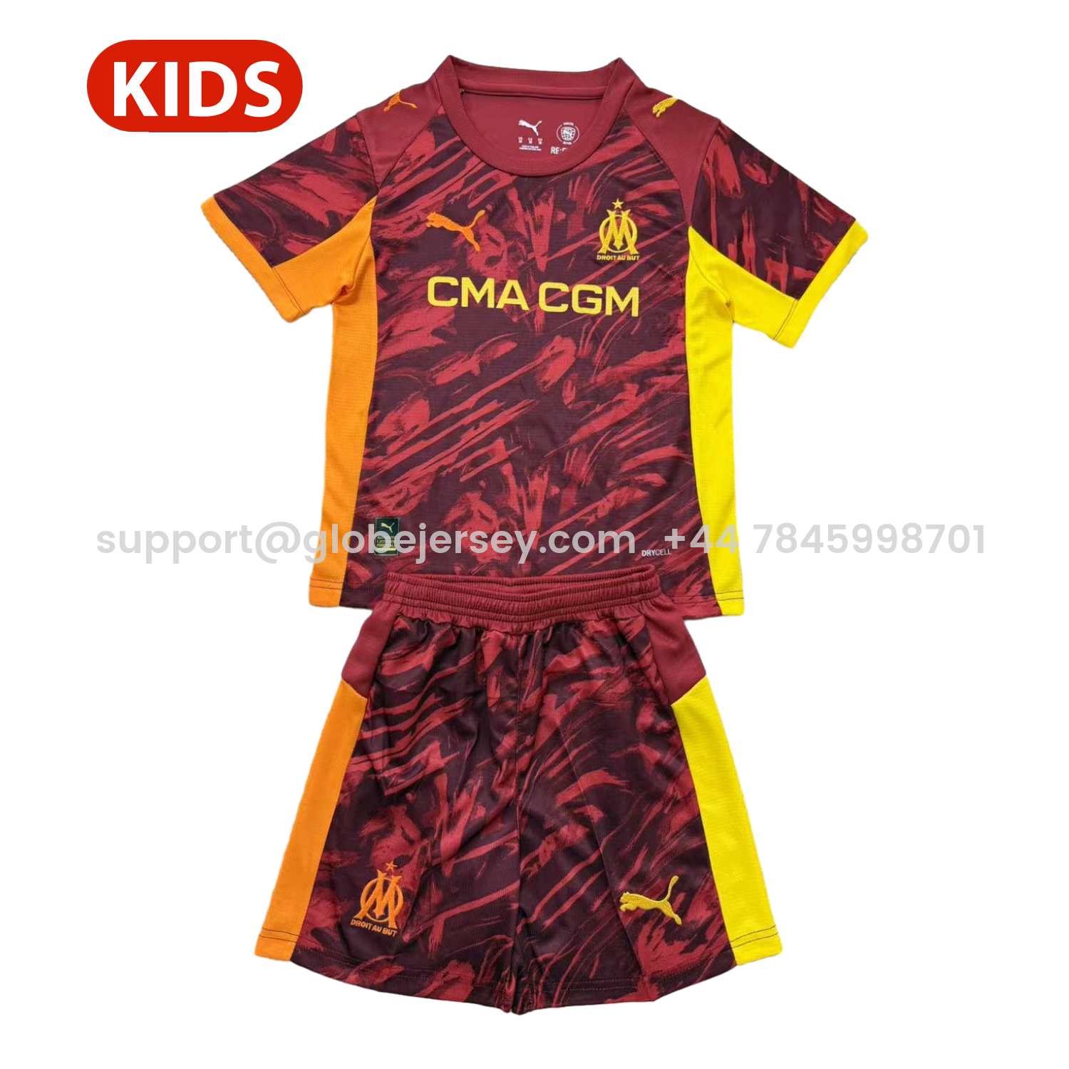 GlobeJersey-Marseille 25-26 Deep Red Goalkeeper Kids Kit
