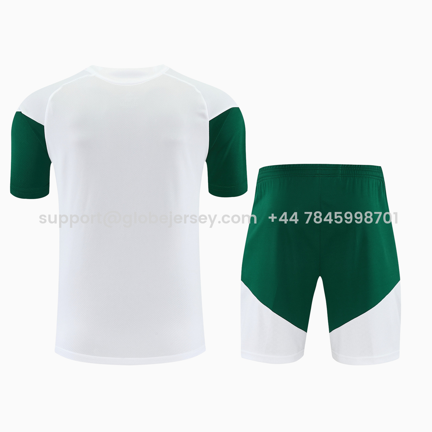 GlobeJersey-Italy 2026 Short-Sleeve Training Set - White With Green Accents Top & Green With White Pants