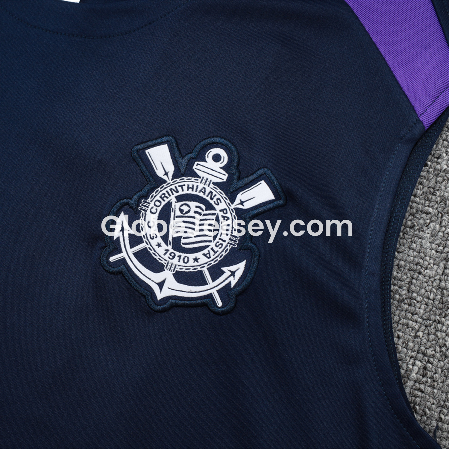 GlobeJersey-Corinthians 25-26 Vest Training Set - Deep Blue Black Vest and Shorts