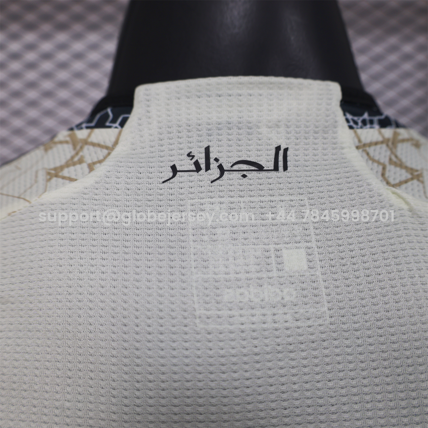 GlobeJersey-Algeria 25-26 Light Yellow with Black Classical Pattern Jersey - Player Version