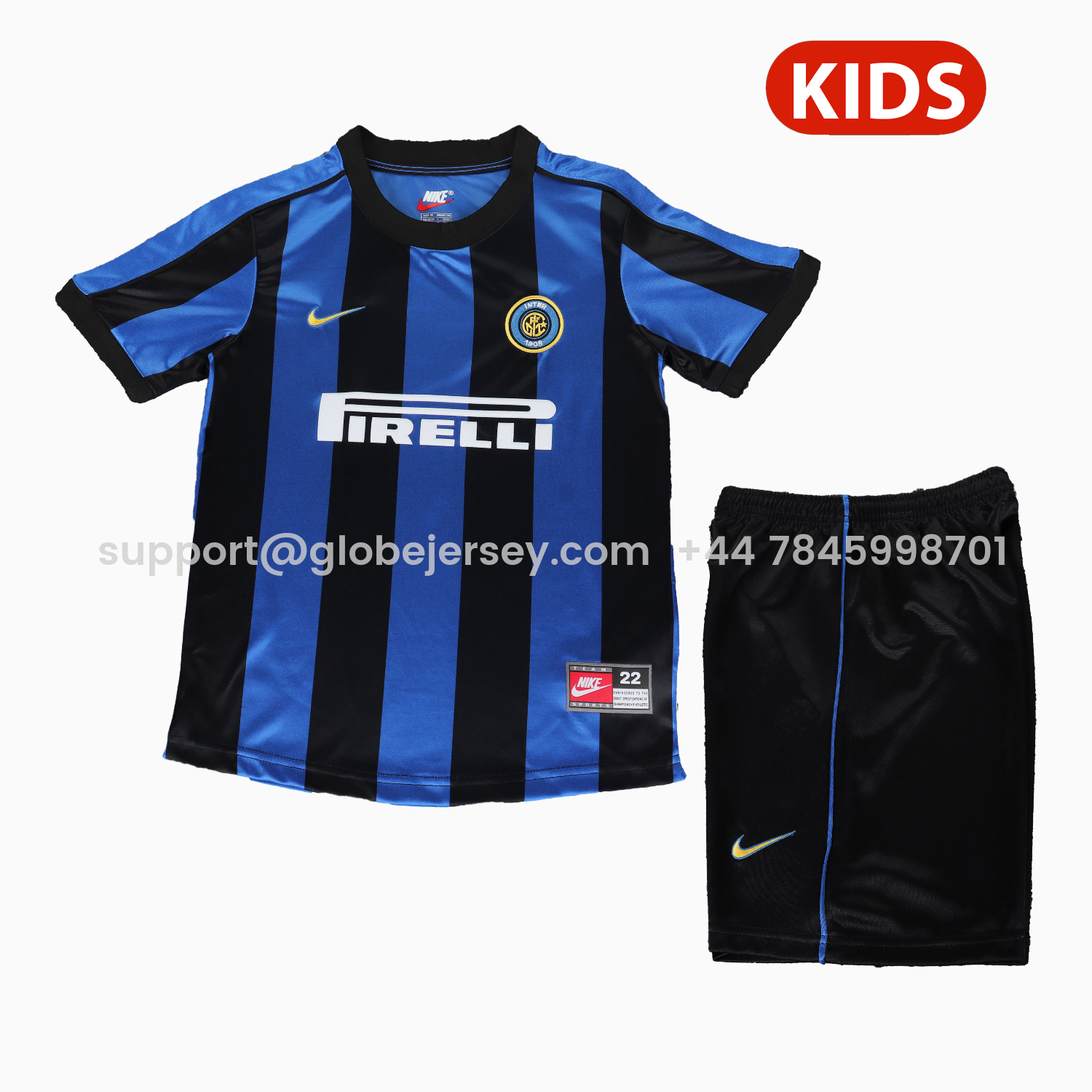 GlobeJersey-Retro Inter Milan 1999-00 Home Kids Kit