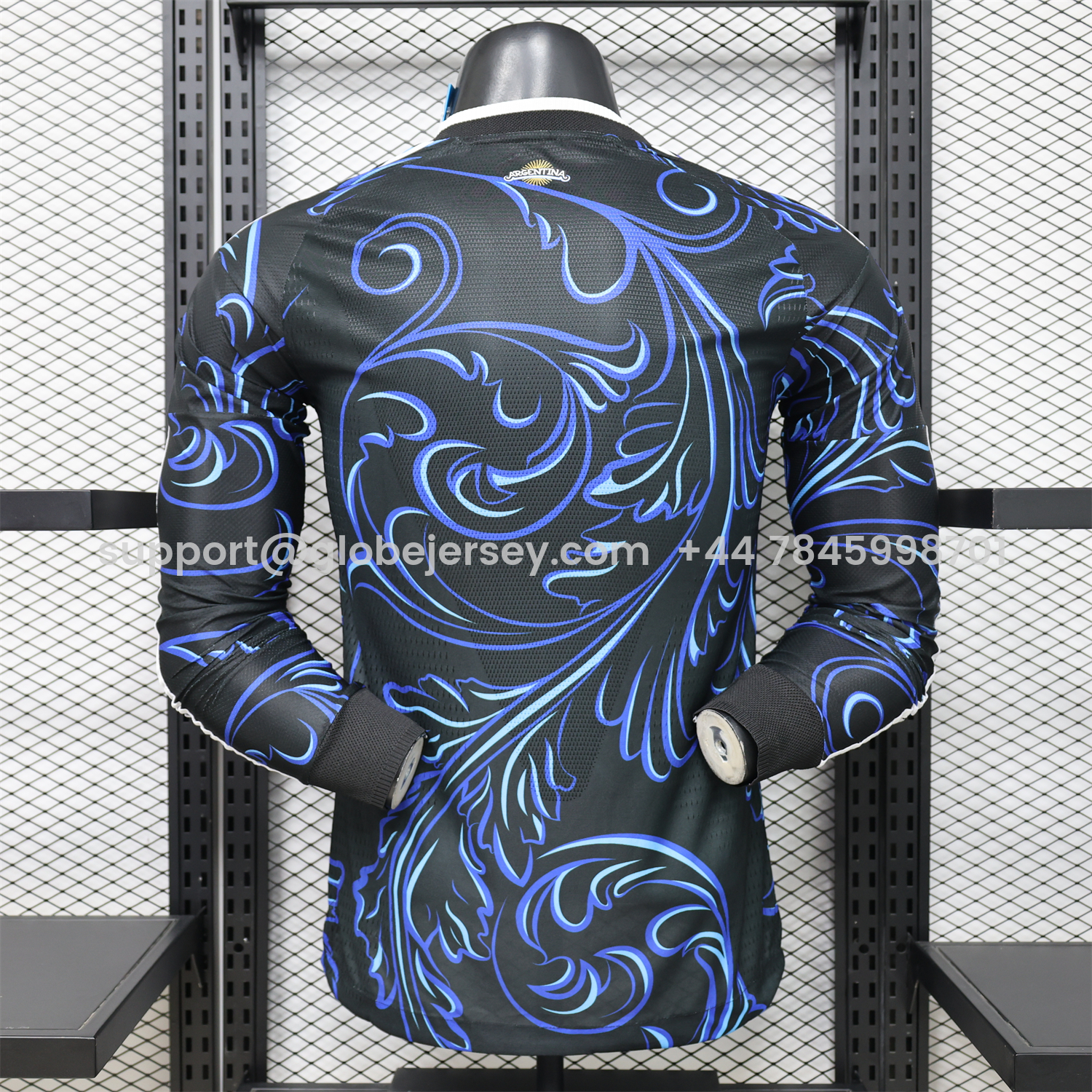 GlobeJersey-Argentina 2026 Away Deep Blue Long Sleeves Jersey - Player Version