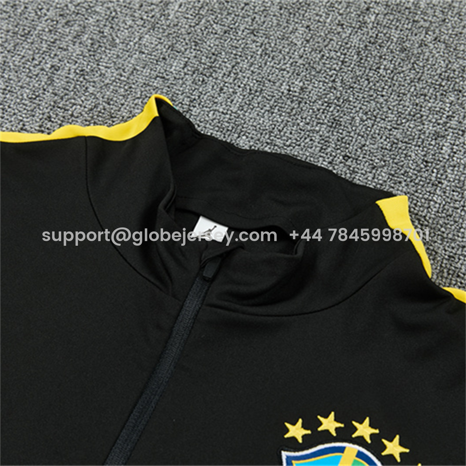 GlobeJersey-Brazil X JD 2026 Long Sleeves Training Set - Black Top And Black Yellow Pants