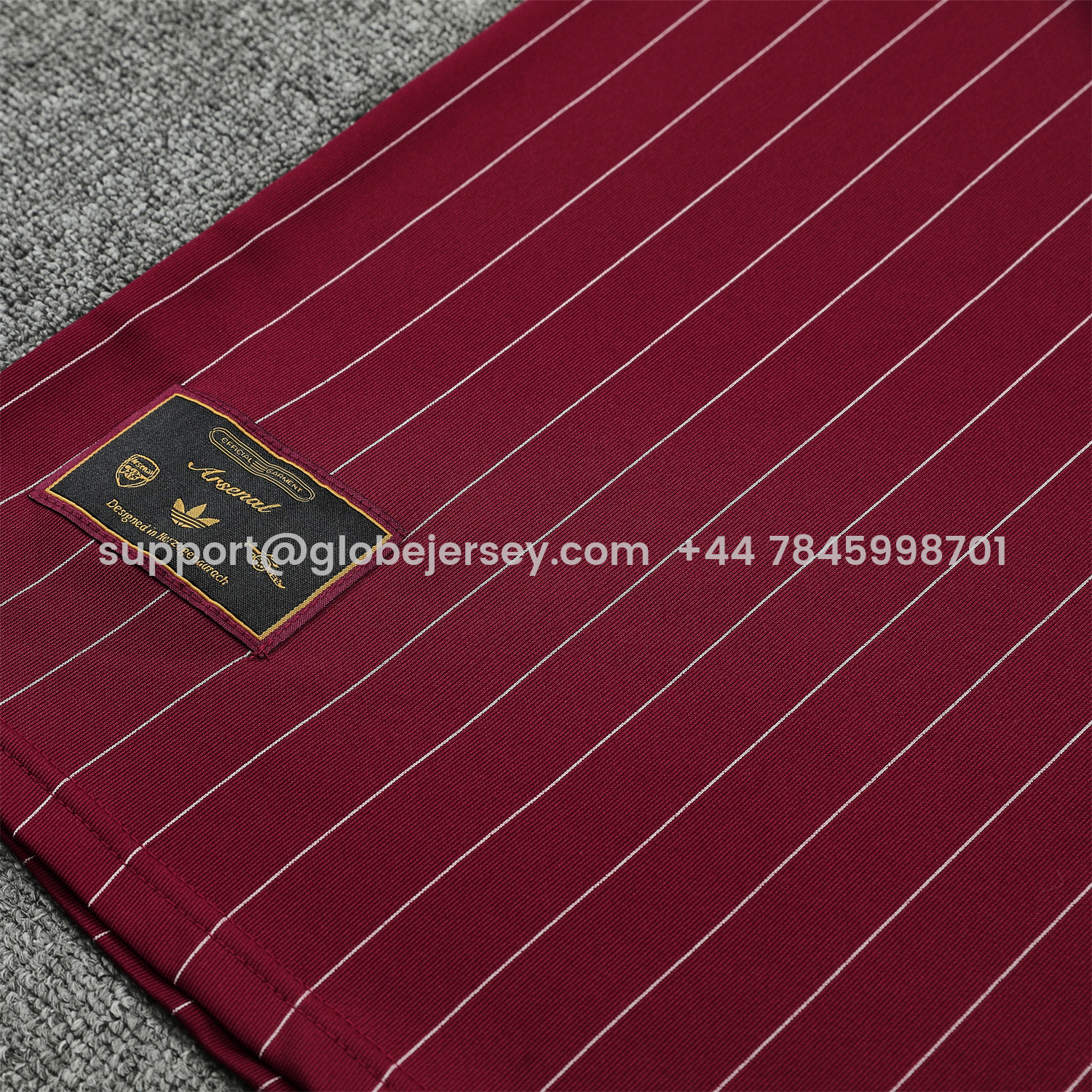 GlobeJersey-Arsenal 25-26 Retro Style Vest Training Set - Burgundy With White Stripes Top & Pants