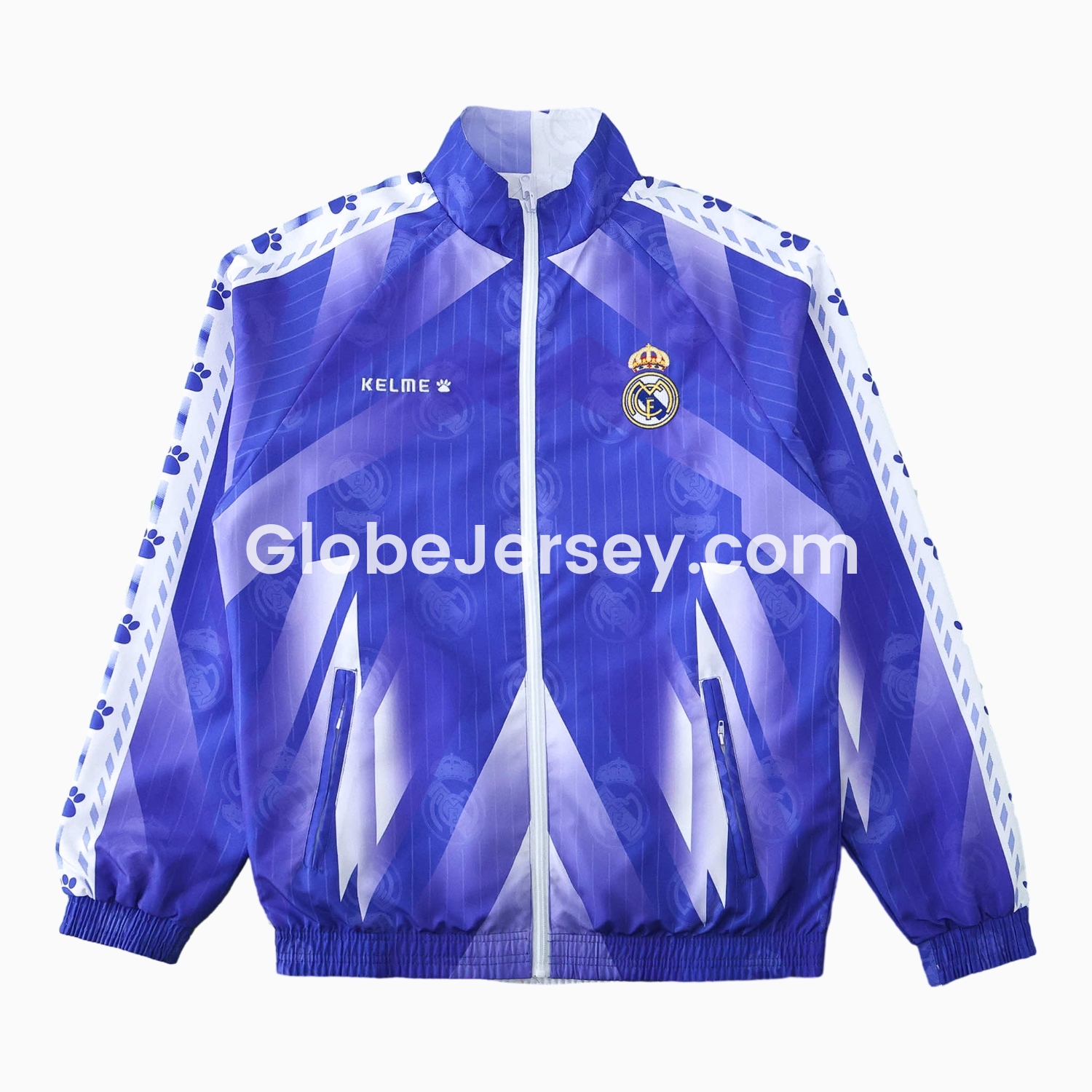 GlobeJersey-Retro Real Madrid 1996-97 Double Sided Reversible Windbreaker - Blue & Green