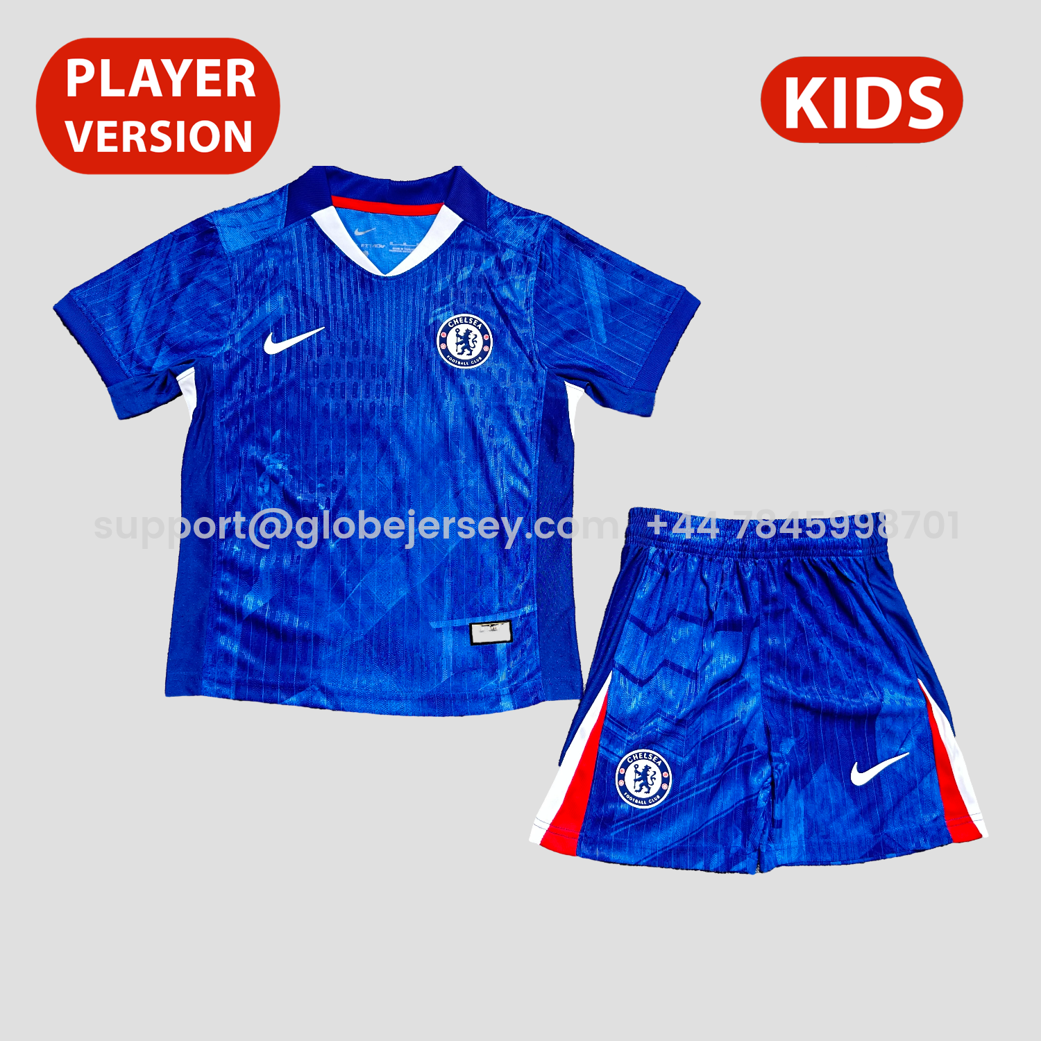 GlobeJersey-C.H.E.L.S.E.A 25-26 Home Unsponsored Blue Kids Kit - Player Version
