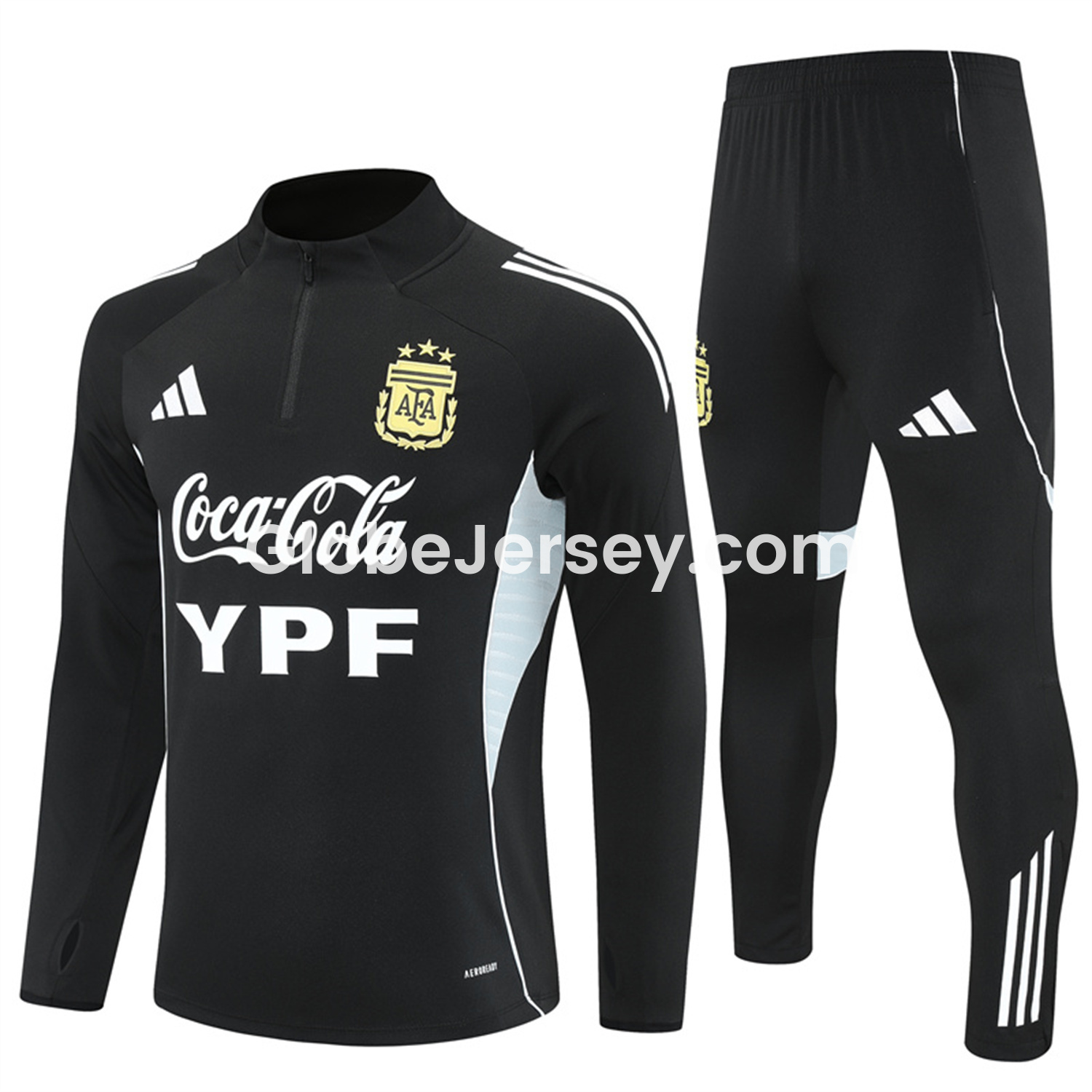 GlobeJersey-Argentina 25-26 Long Sleeves Training Set - Black Top & Black Pants