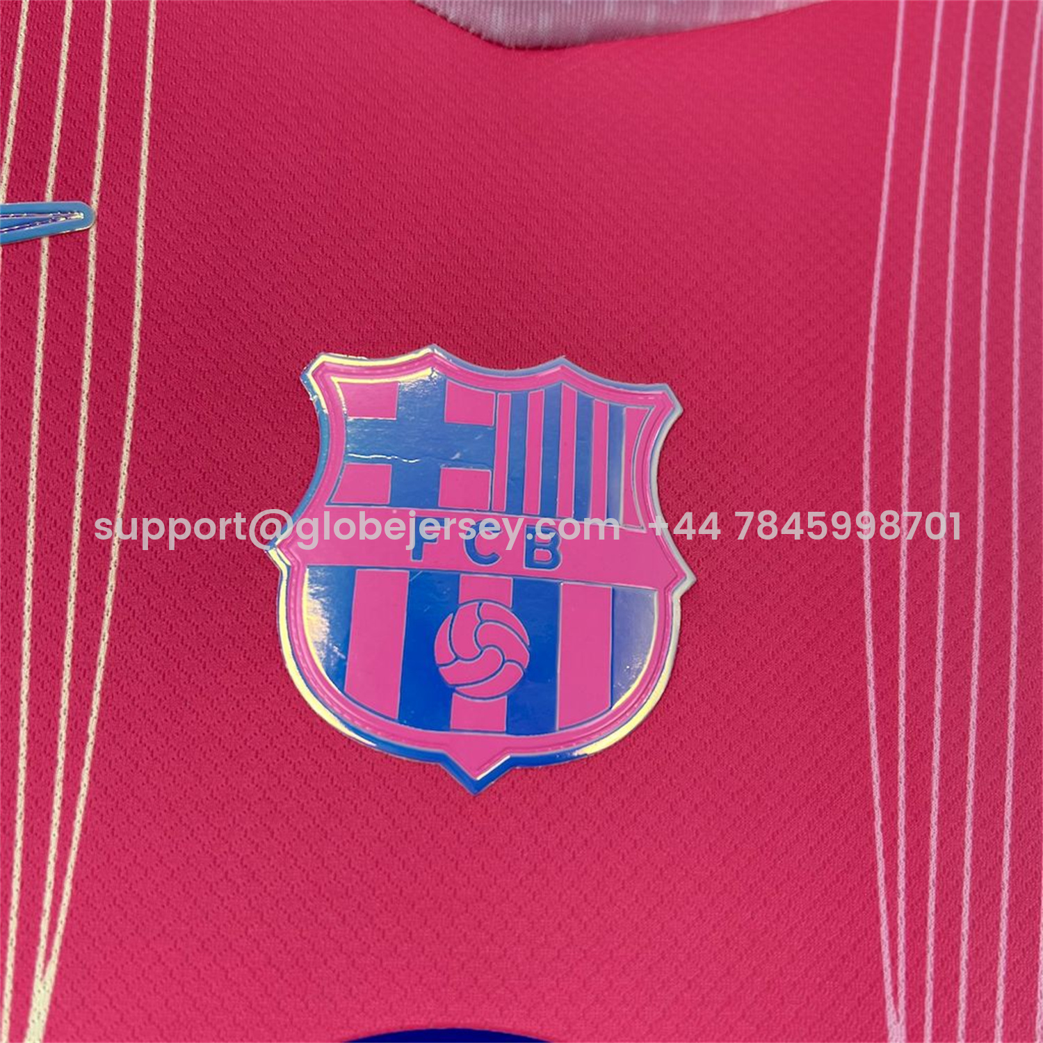GlobeJersey-Barcelona 25-26 T90 White Lines Pink Gradient Special Jersey - Fans Version