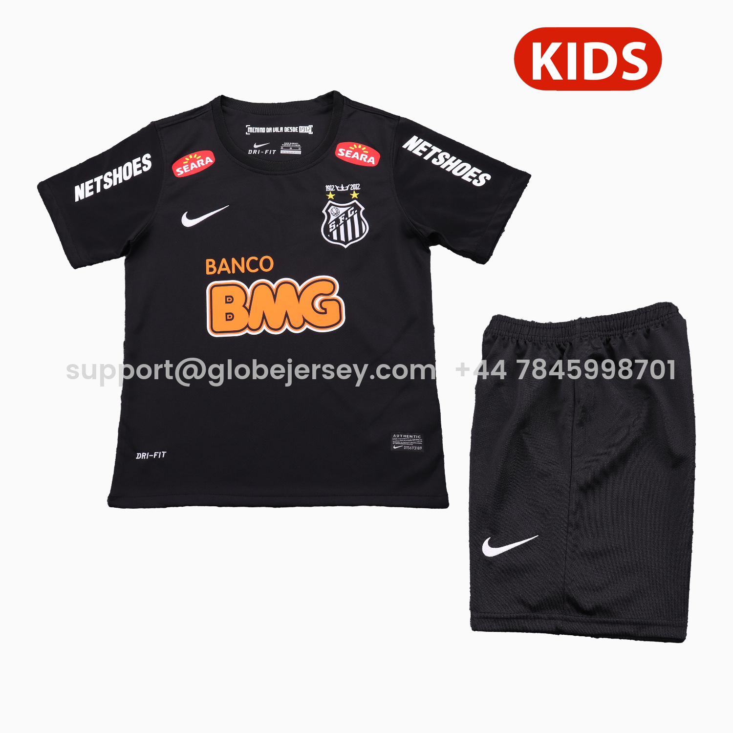GlobeJersey-Retro Santos 2012 Black Special Kids Kit