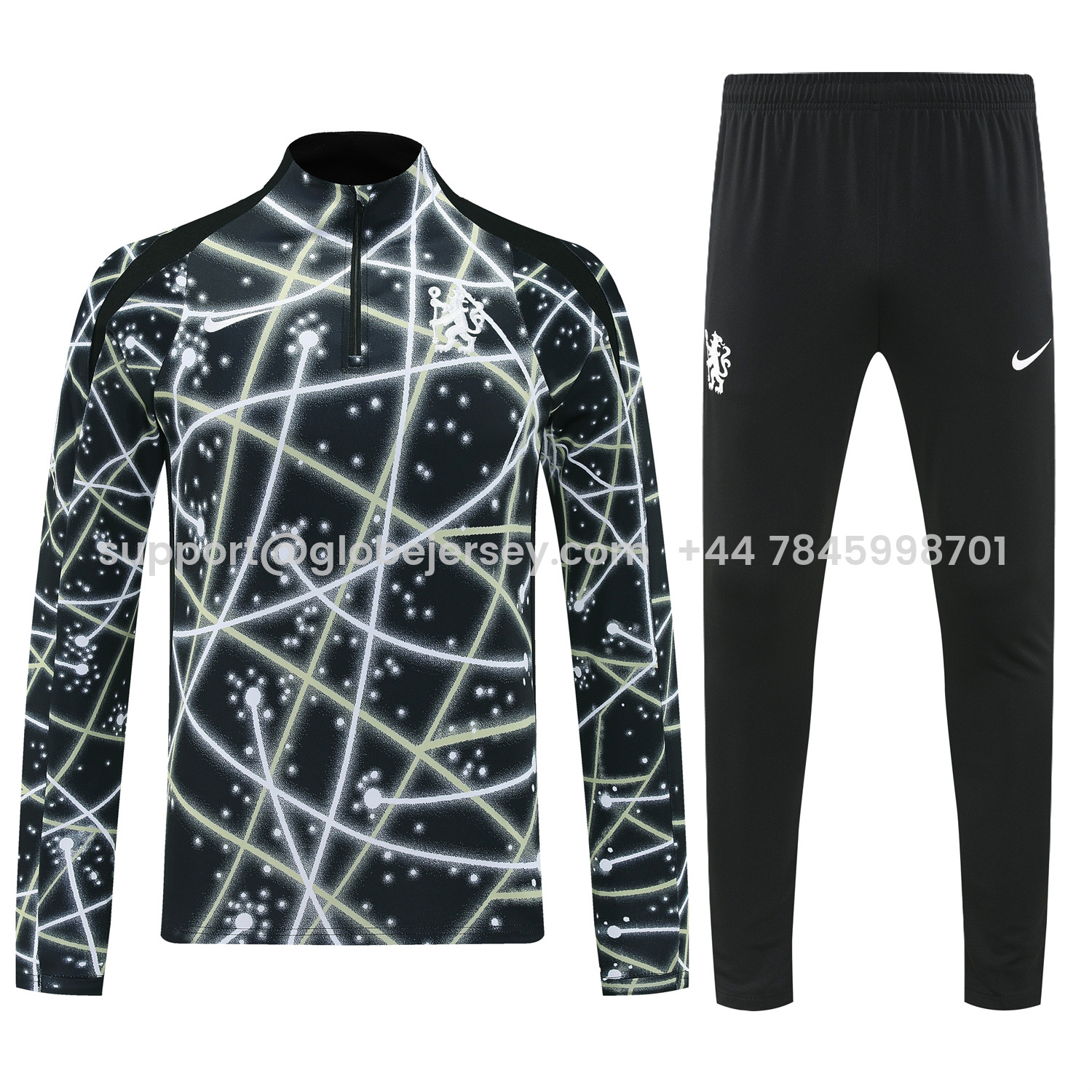 GlobeJersey-C.H.E.L.S.E.A 25-26 Meteor Pattern Long Sleeve Training Set - Player Version - Starry Sky Top and Black Pants