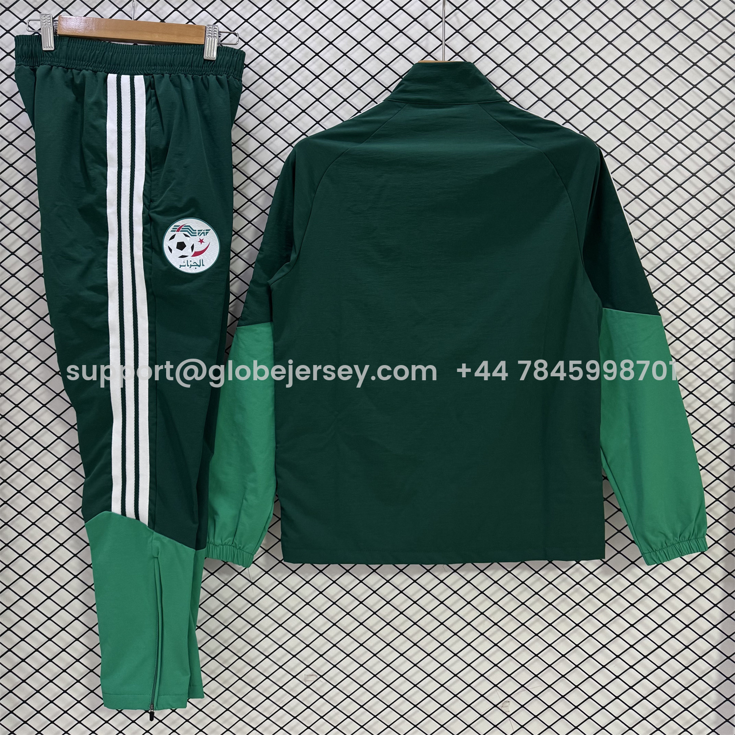 GlobeJersey-Algeria 2026 Windbreaker Training Set - Deep Green Top and Pants