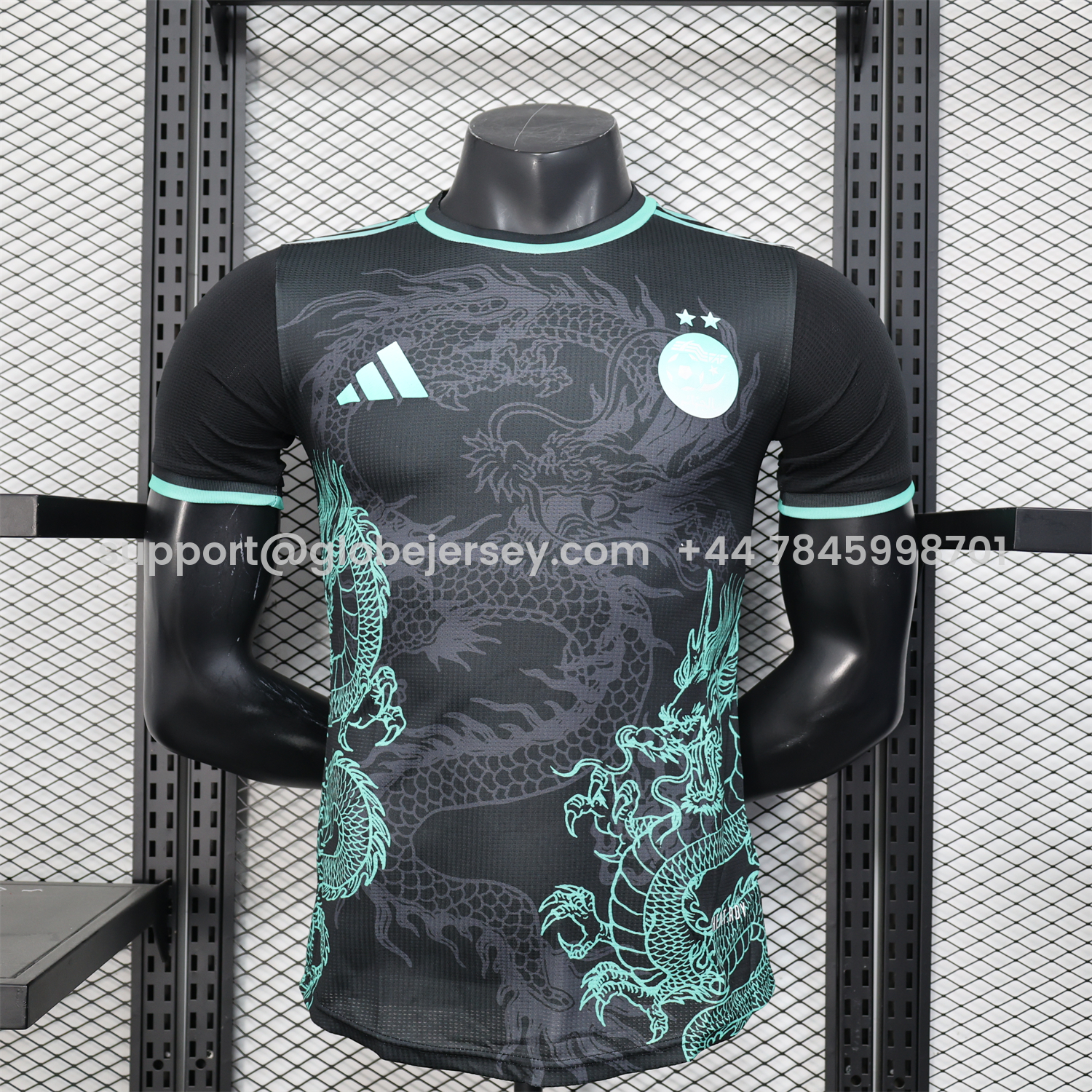 GlobeJersey-Algeria 25-26 Green Dragon Pattern Black Jersey - Player Version