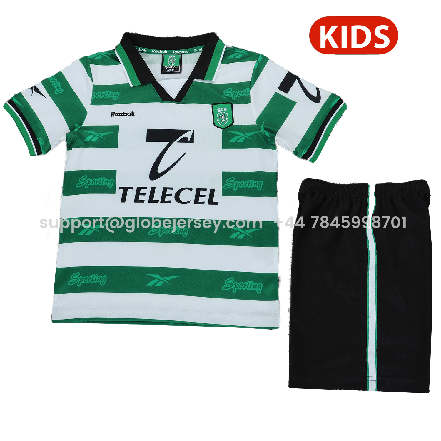 GlobeJersey-Retro Sporting CP 1999-00 Home Kids Kit