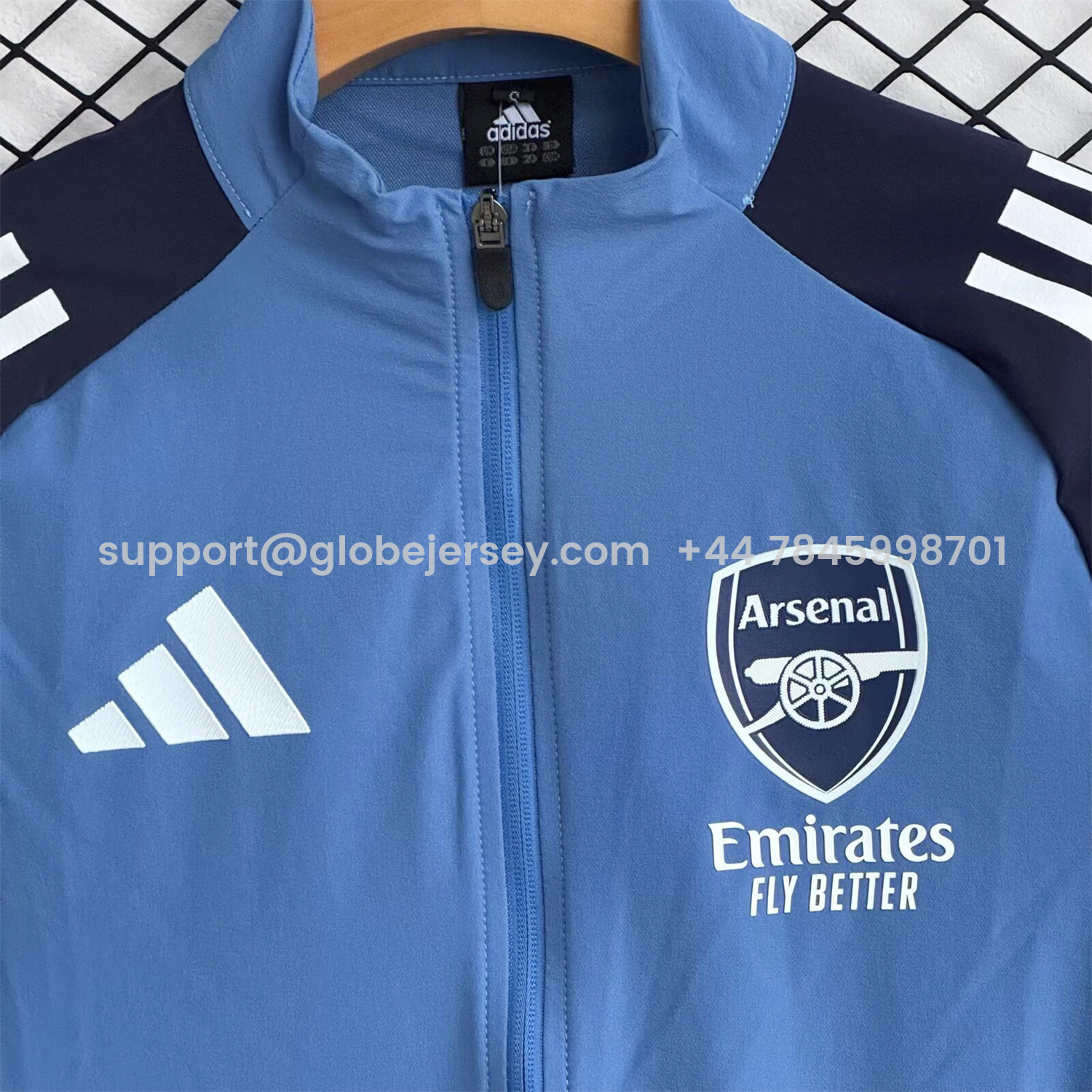GlobeJersey-Arsenal 25-26 Windbreaker Training Set - Blue Top and Black Pants