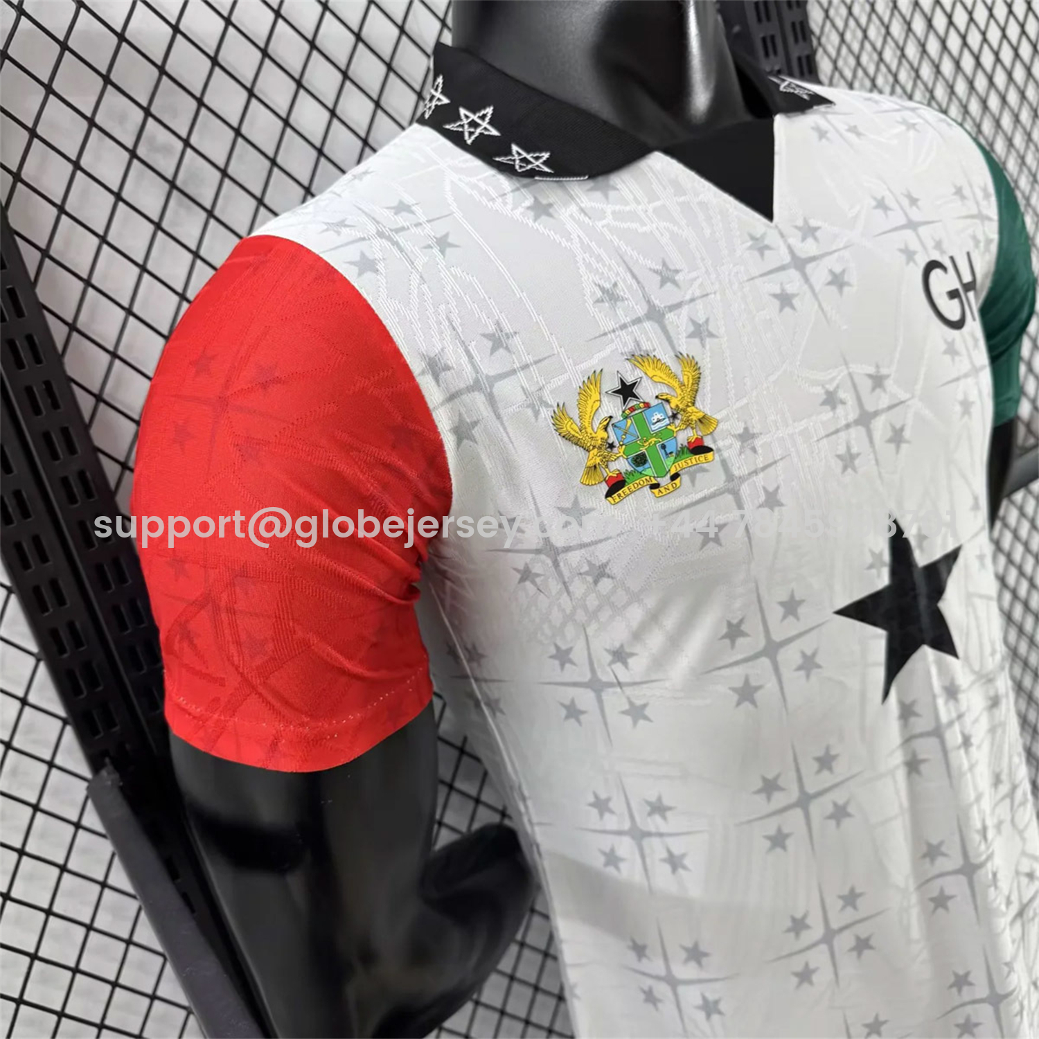 GlobeJersey-Ghana 2026 Coat Of Arms White Special Jersey - Player Version