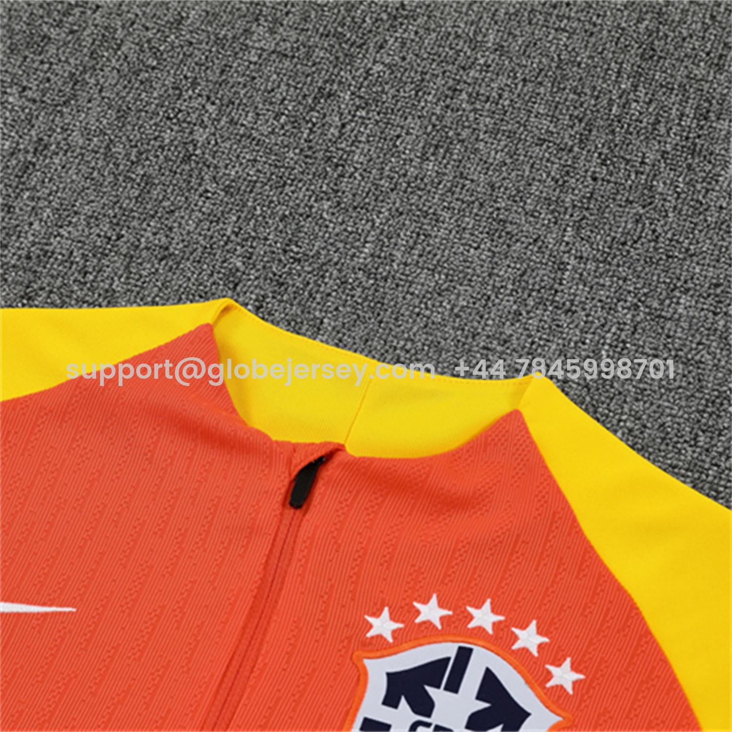 GlobeJersey-Brazil 25-26 Long Sleeve Training Set - Player Version - Orange Top and Black Pants