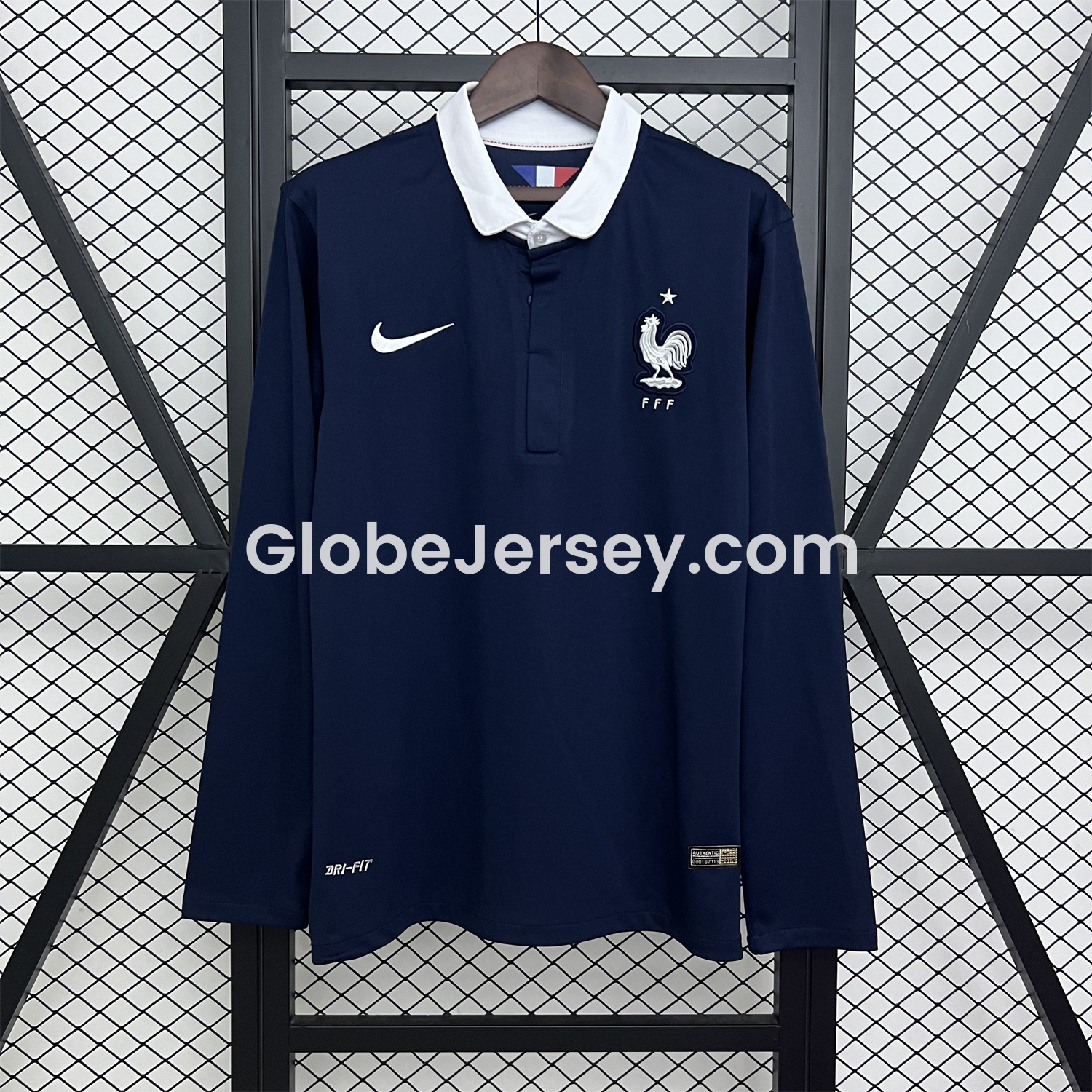 GlobeJersey-Retro France 2014 Home Long Sleeves Jersey