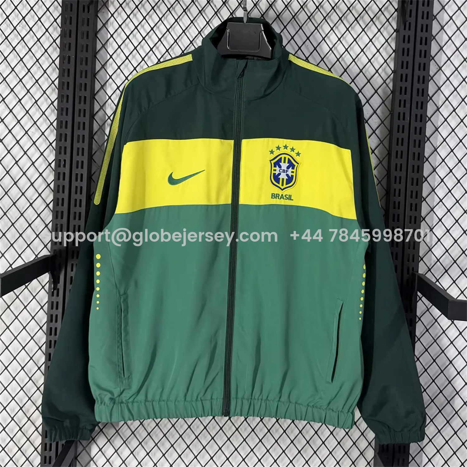 GlobeJersey-Brazil 2026 Windbreaker Jacket - Green And Yellow