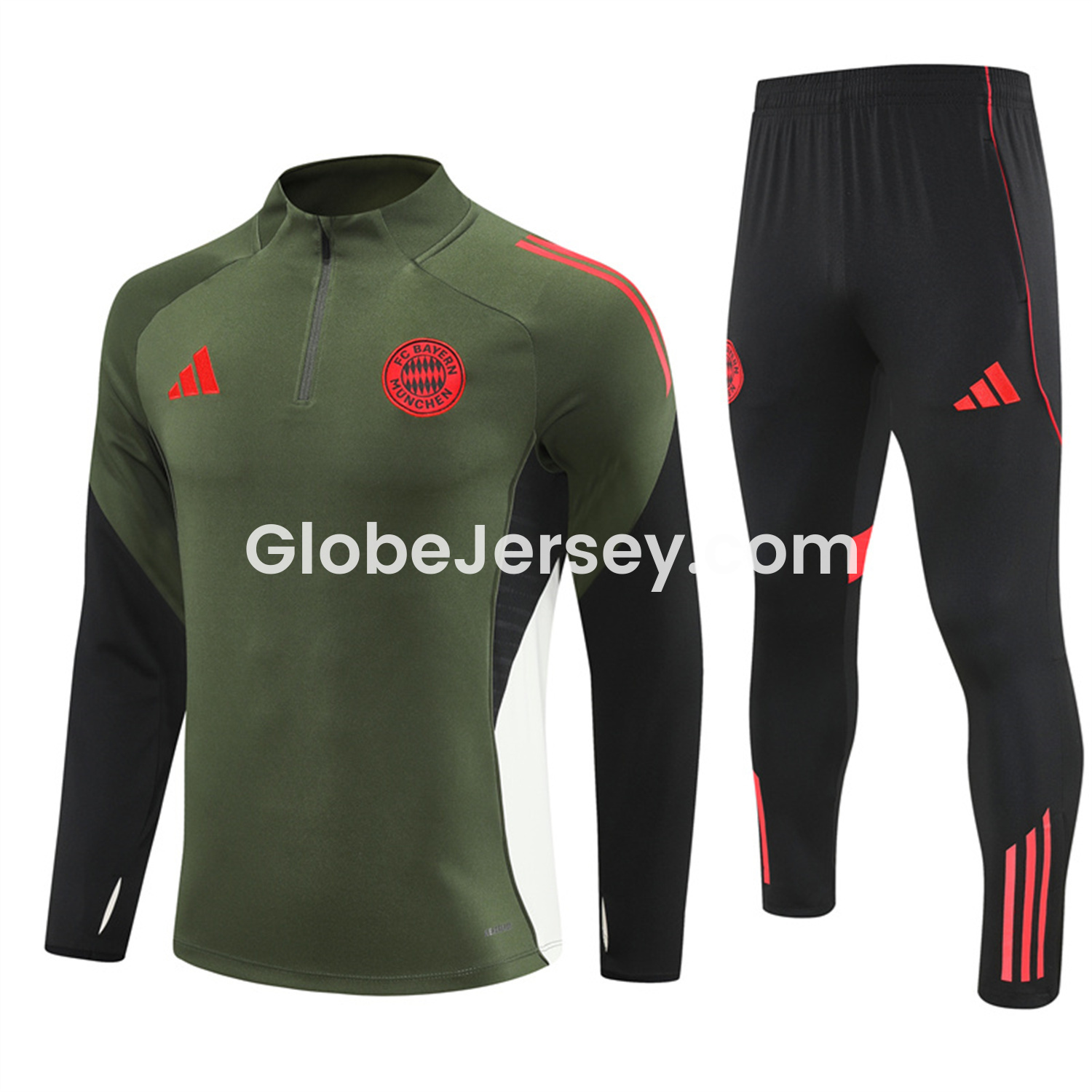 GlobeJersey-Bayern Munich 25-26 Long Sleeves Training Set - Green Top & Black Pants
