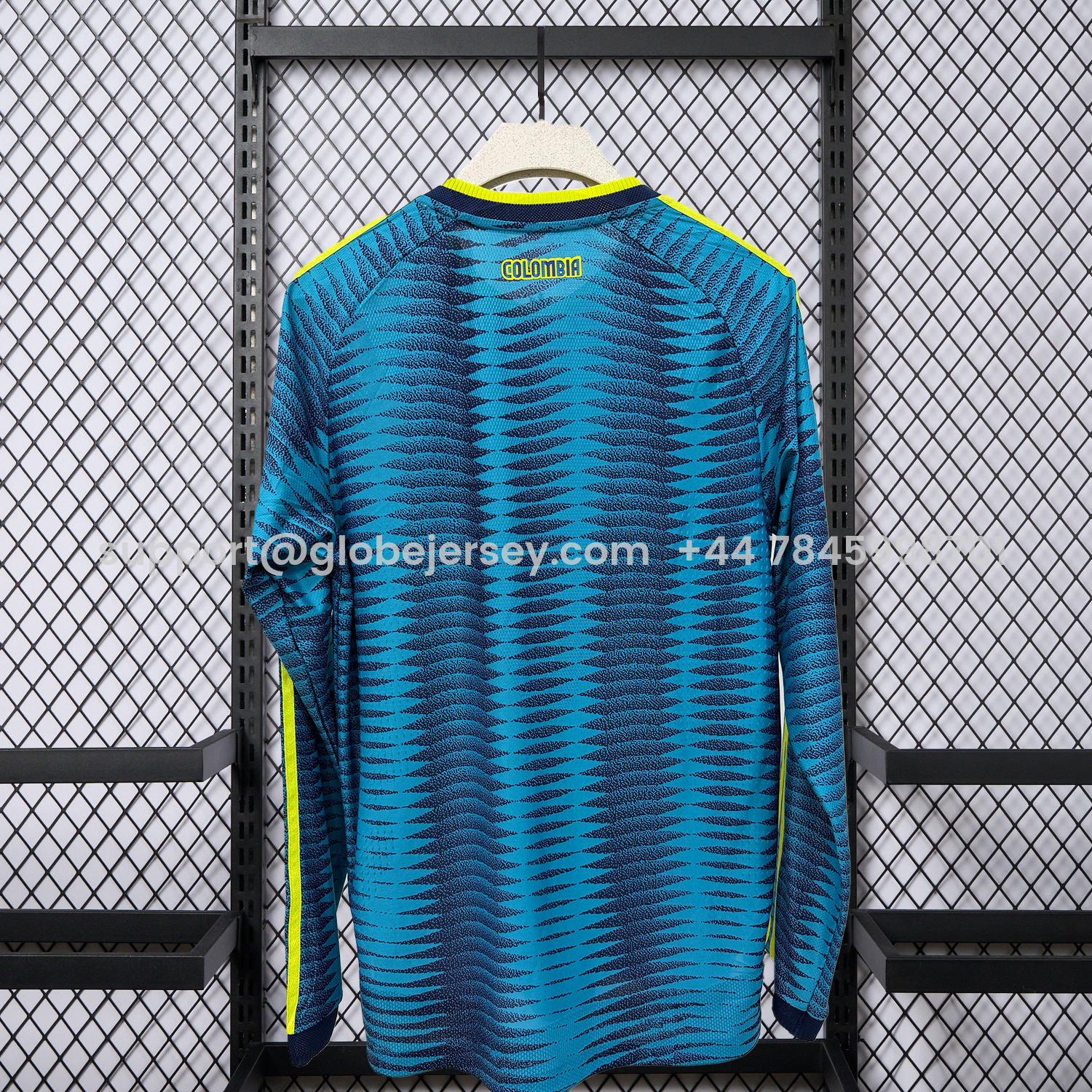 GlobeJersey-Colombia 2026 Away Blue Long Sleeves Jersey - Fans Version