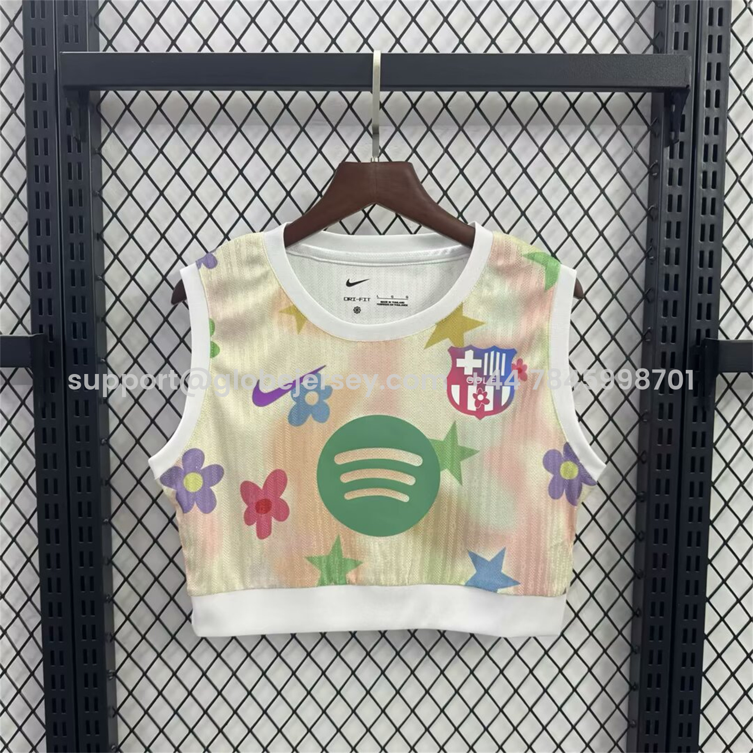 GlobeJersey-Women's Barcelona 25-26 Yellow Yoga Vest with Colorfule Flowers