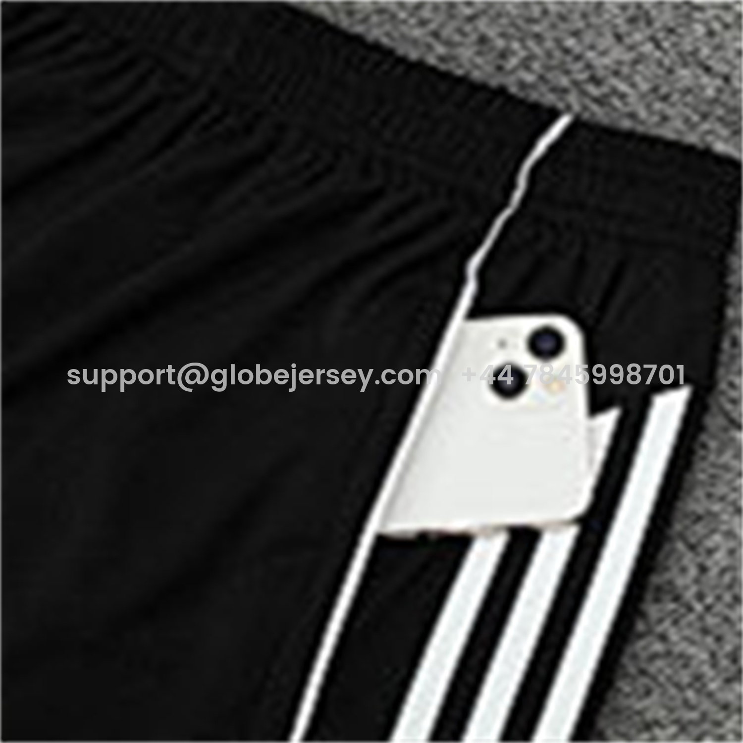 GlobeJersey-INT M.A.M 25-26 Short-Sleeve Training Set - Light Grey Stripes Black Top & Black Shorts