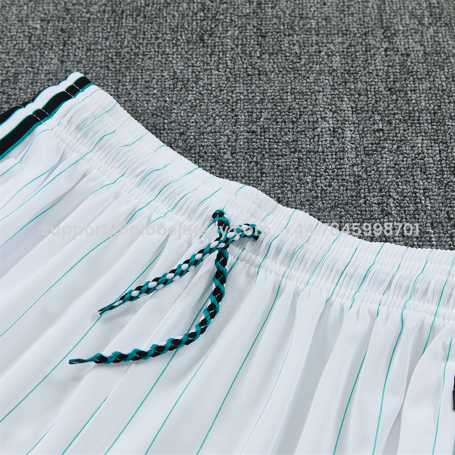 GlobeJersey-Liver.pool 25-26 Retro Style Vest Training Set - White With Green Stripes Top & Pants