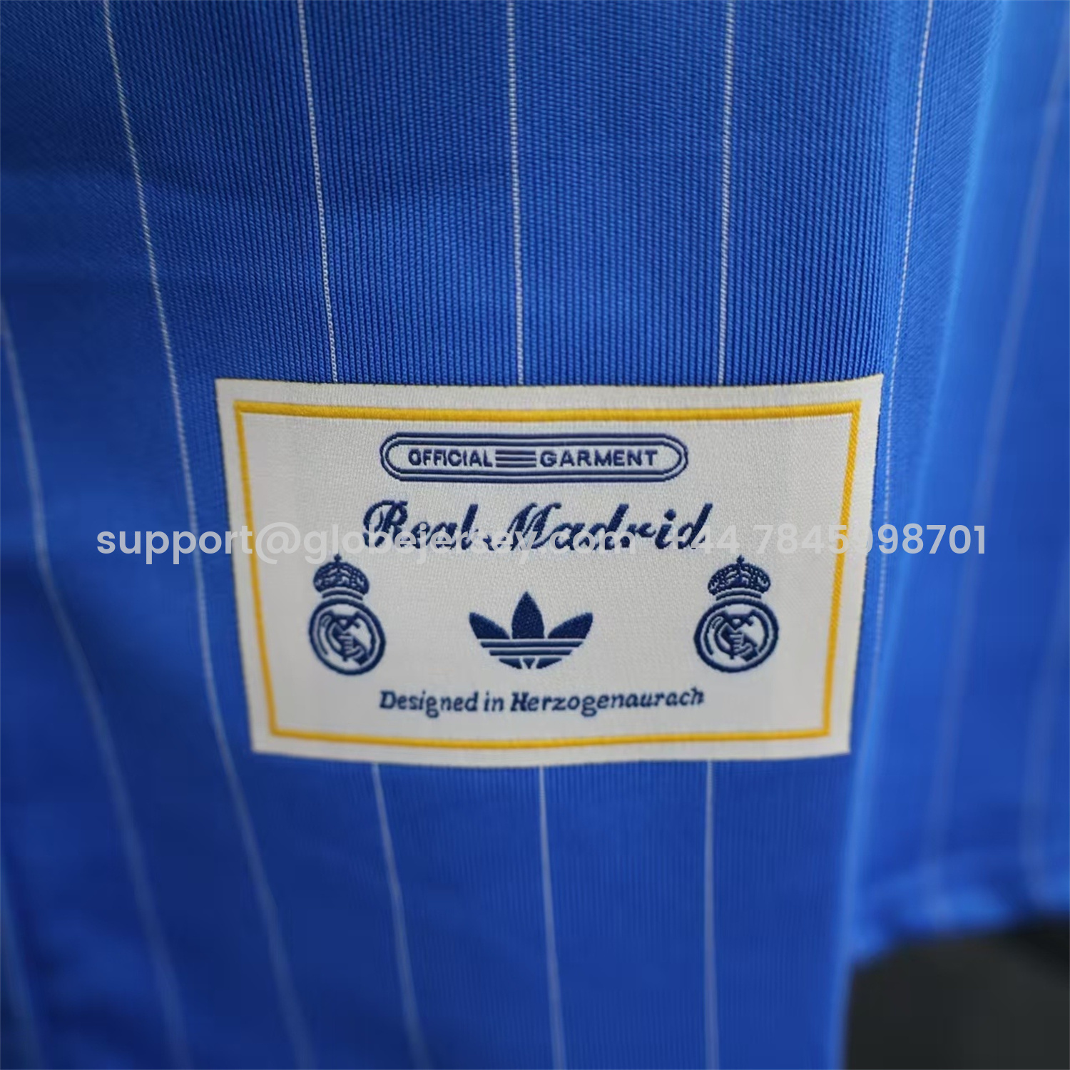 GlobeJersey-Real Madrid 25-26 Trefoil White Lines Blue Travel Jersey - Player Version