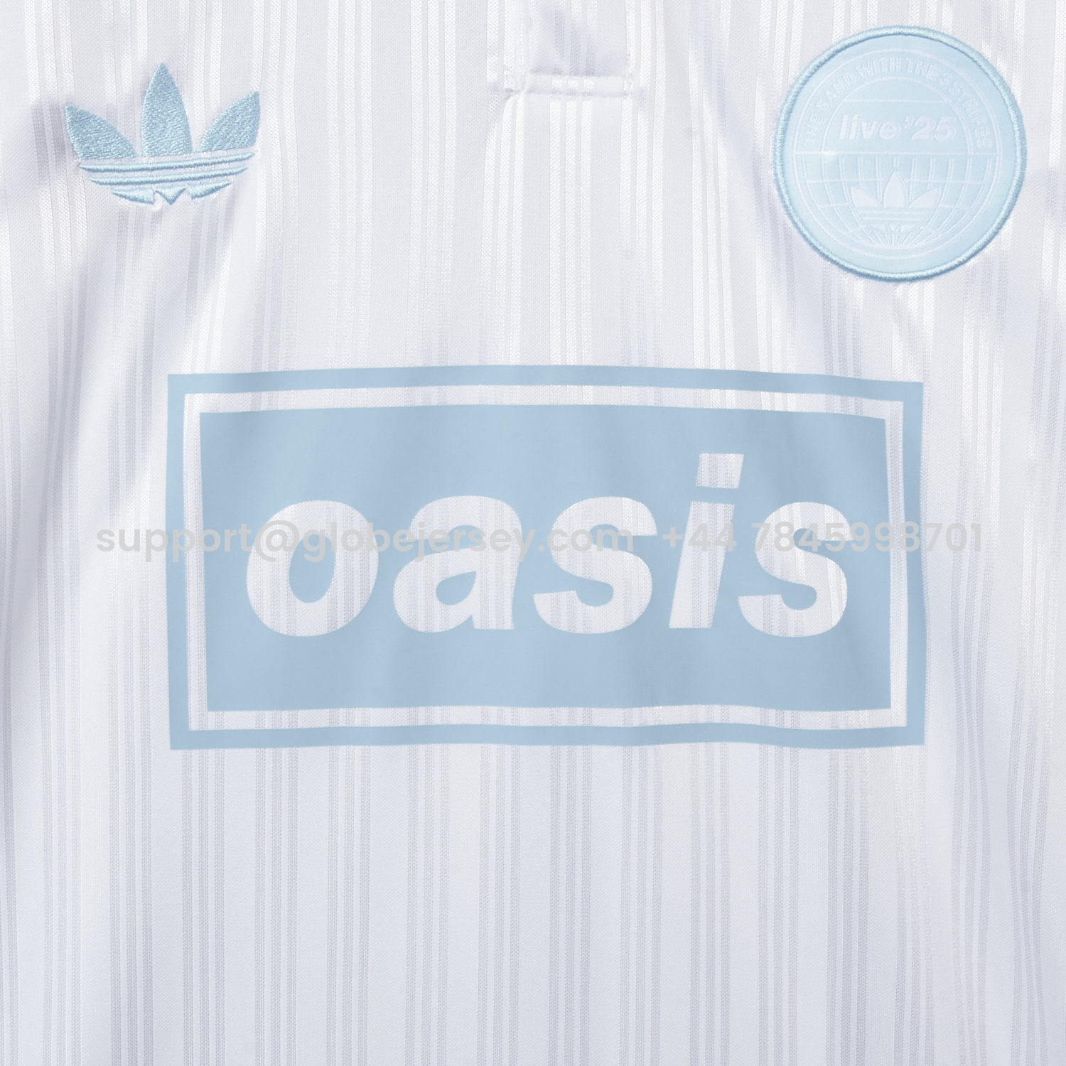 GlobeJersey-Bohemian 25-26 Oasis Originals Tour White And Sky Blue Jersey With Number 25 - Fans Version