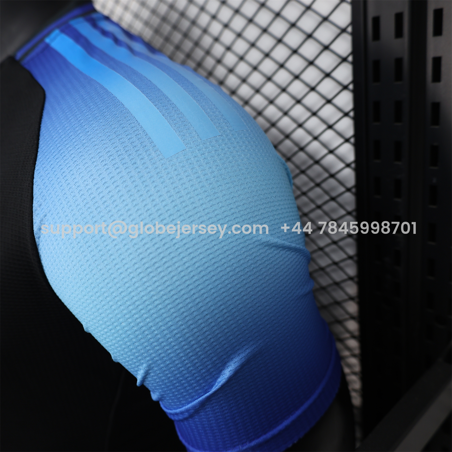 GlobeJersey-Algeria 25-26 Pure Black with Blue Sleeves Jersey - Player Version