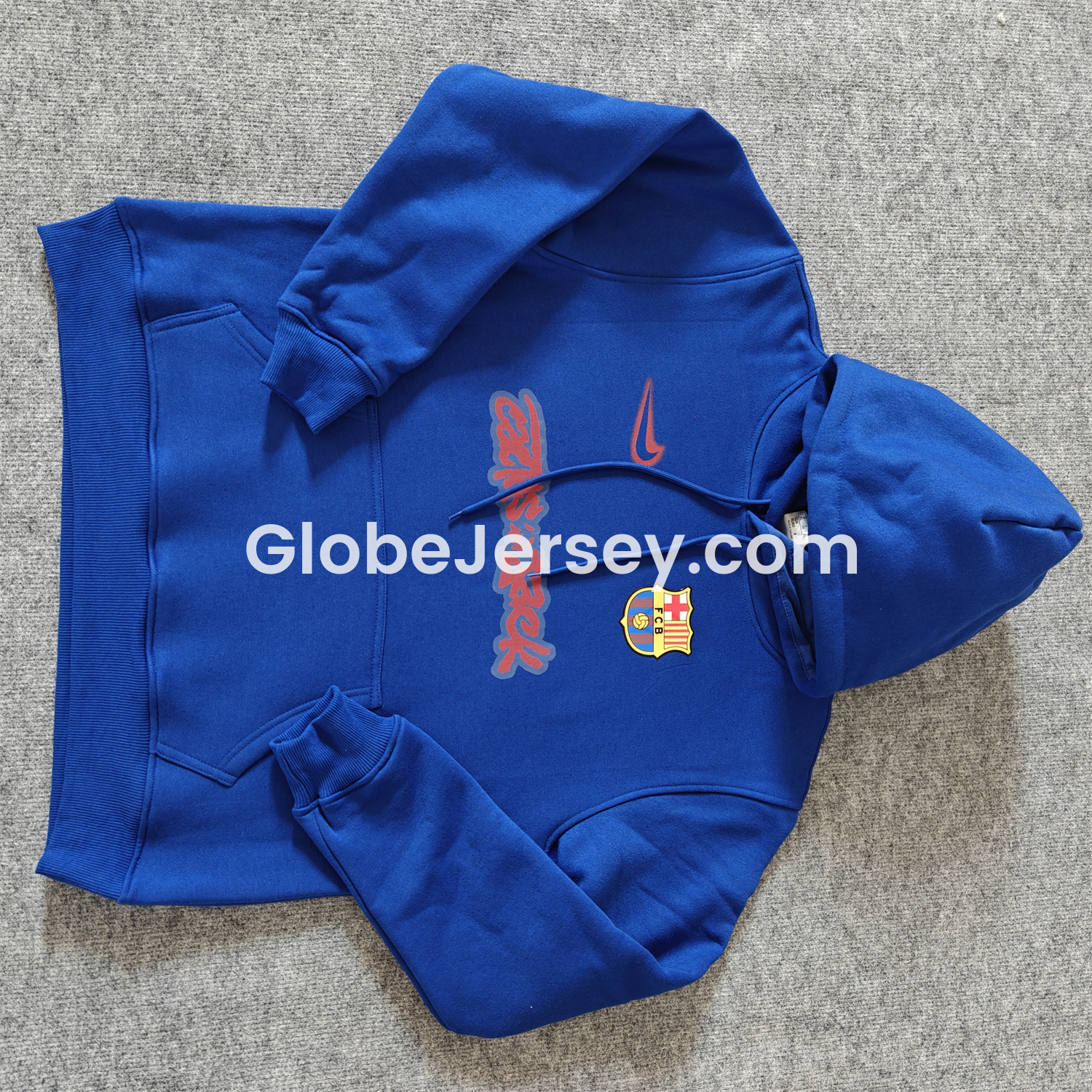 GlobeJersey-Barcelona x Travis Scott Team Logo On Both Sides Unisex Pullover Hoodie