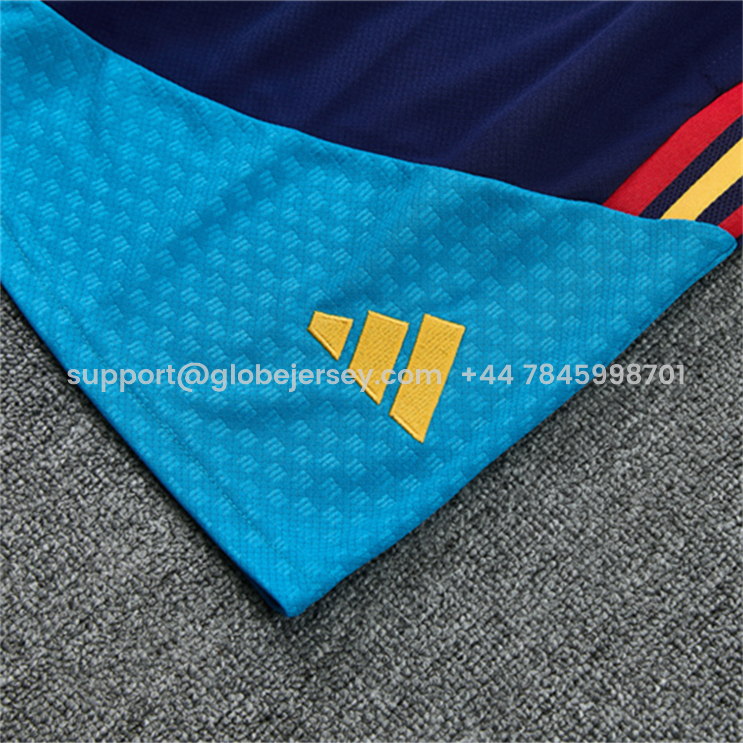 GlobeJersey-Spain 2026 Short-Sleeve Training Set - Royal Blue And Yellow Top & Royal Blue Shorts